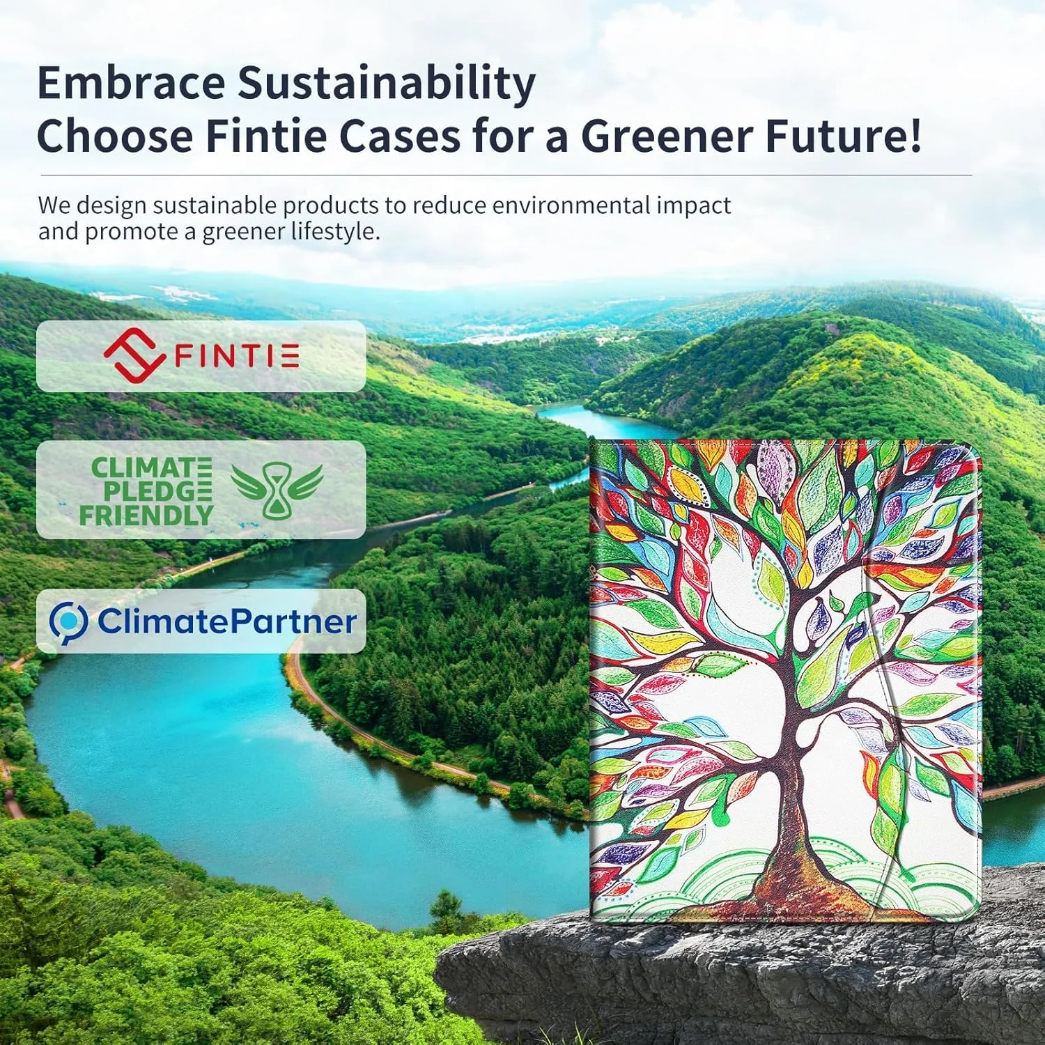 کیف فولیو Fintie برای آیپد ایر 13 اینچی (M3) 2025 / (M2) 2024، کاور محافظ استند با قابلیت تنظیم زاویه دید، دارای جای مداد و جیب، حالت خواب/بیدار خودکار، طرح درخت عشق