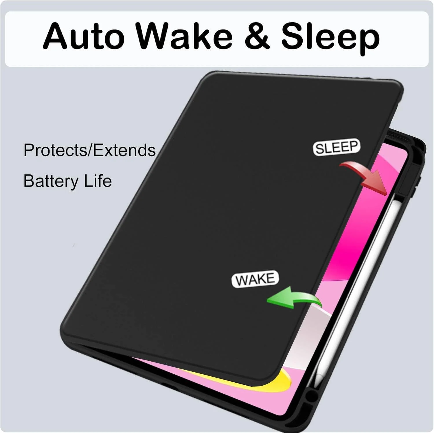 کاور ترکیبی Vurtboly سازگار با آیپد A16 نسل 11 اینچی 2025/نسل 10 اینچی 10.9 اینچی 2022، کاور محافظ پایه دار چند زاویه ای اکریلیک شفاف با نگهدارنده قلم برای آیپد A16 (مشکی)