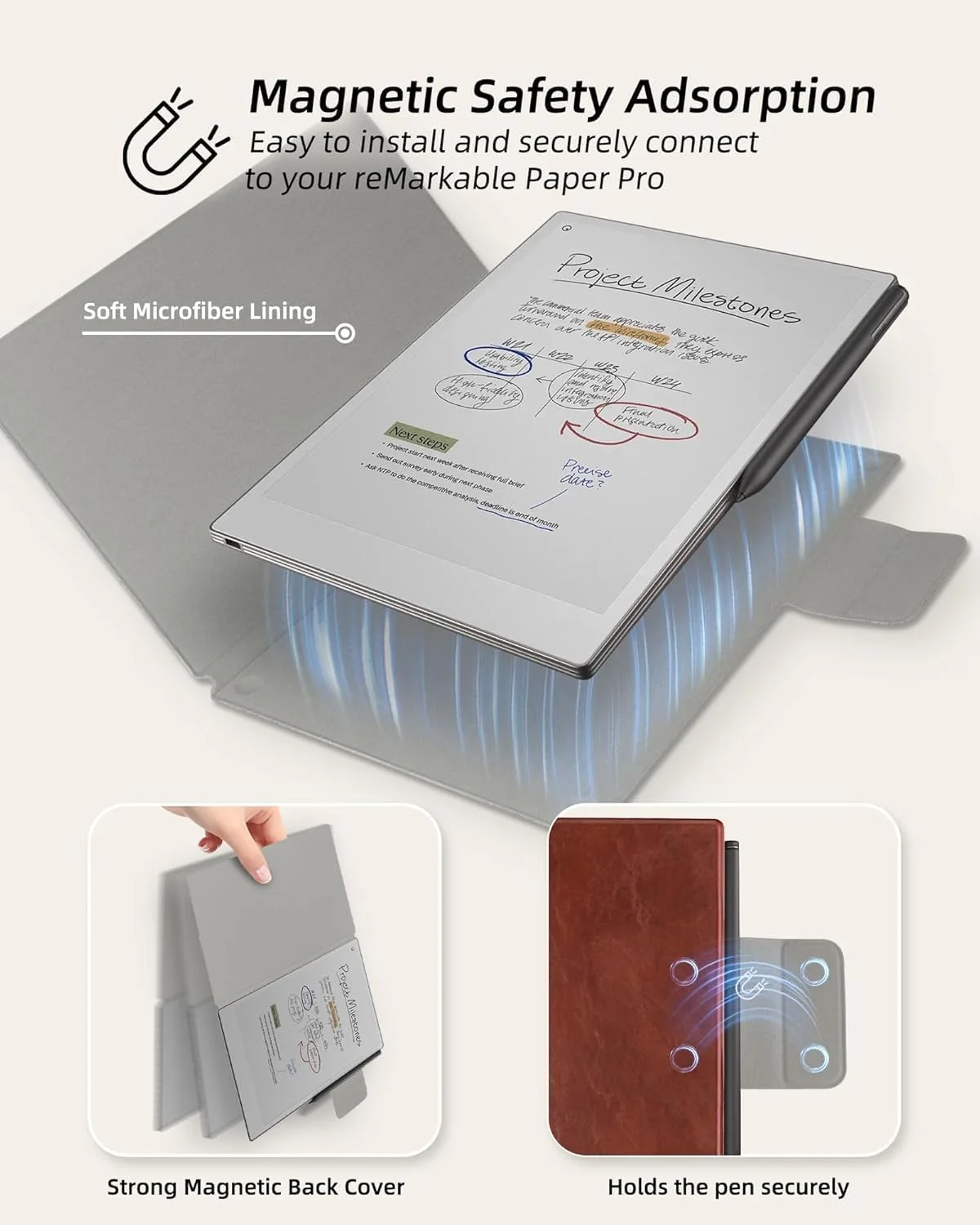 QIXUZENI Case Compatible with Remarkable Paper Pro 11.8”, Slim Hard Back Shell Protective Auto Sleep/Wake Book Cover for Remarkable Paper Pro Tablet 2024 Released, Brown