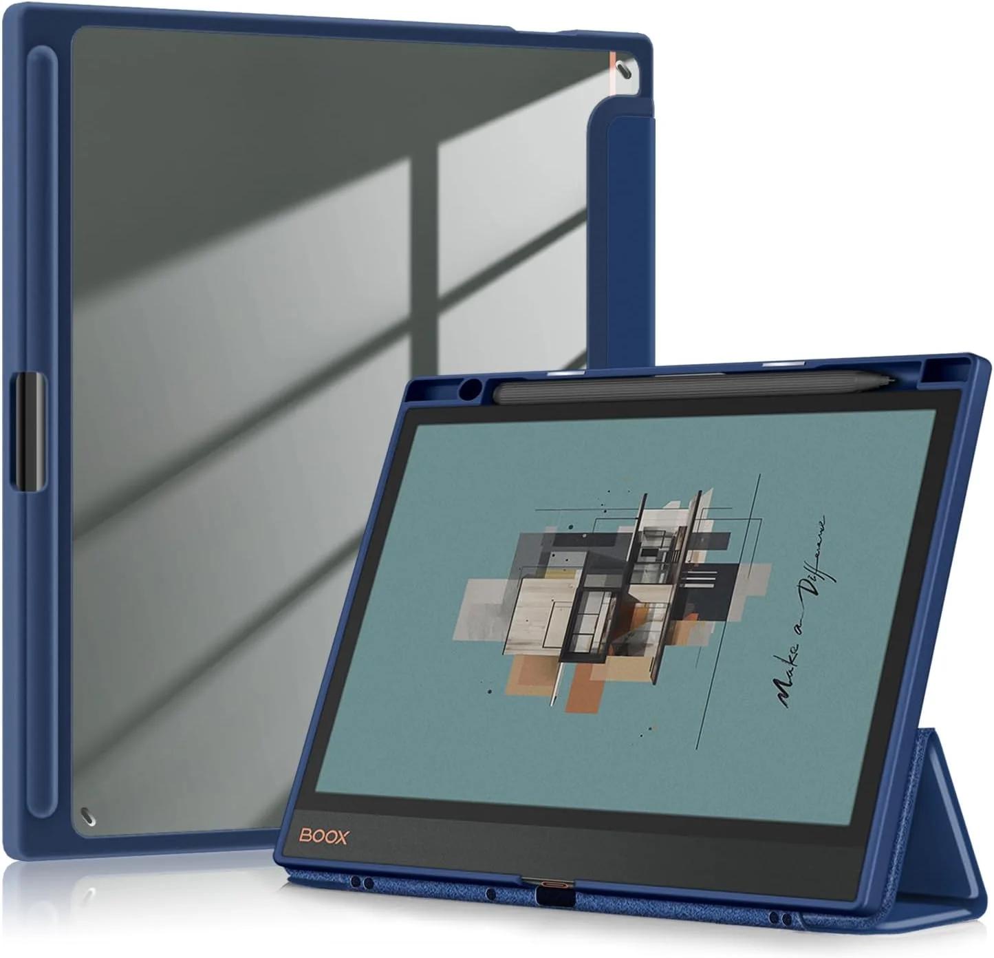 کاور DINGGUAGUA برای تبلت Onyx Boox Note Air3 C/Air 4 B/W 10.3 اینچی 2024، کاور باریک با قابلیت قرارگیری در حالت استند، جای قلم و حالت خواب/بیدار شدن خودکار، آبی تیره