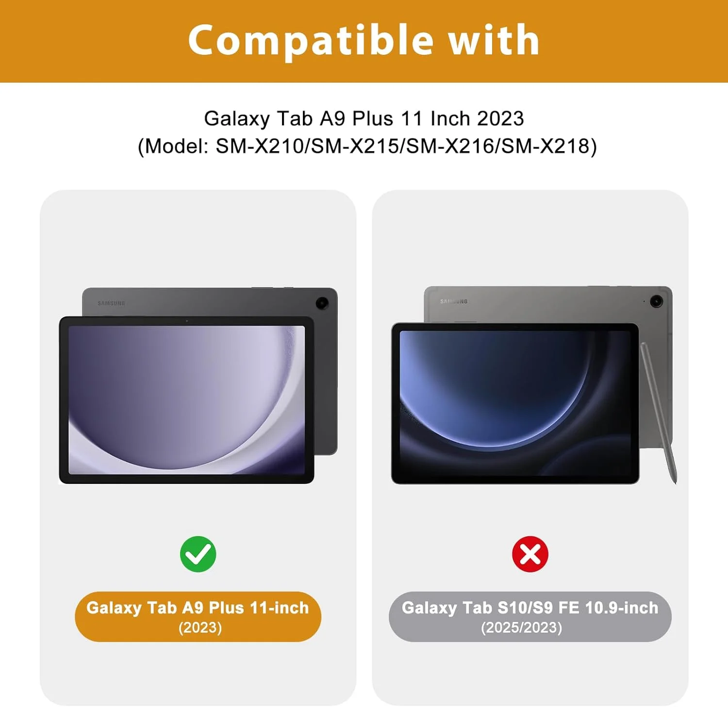 پروکیس برای تبلت گلکسی تب A9 پلاس 11 اینچی (مدل SM-X210 X215 X216B)، کاور محافظ چرمی PU ممتاز، کیف فولیو استند با بند برای تبلت گلکسی تب A9+ 11 اینچی نسخه 2023 - مشکی
