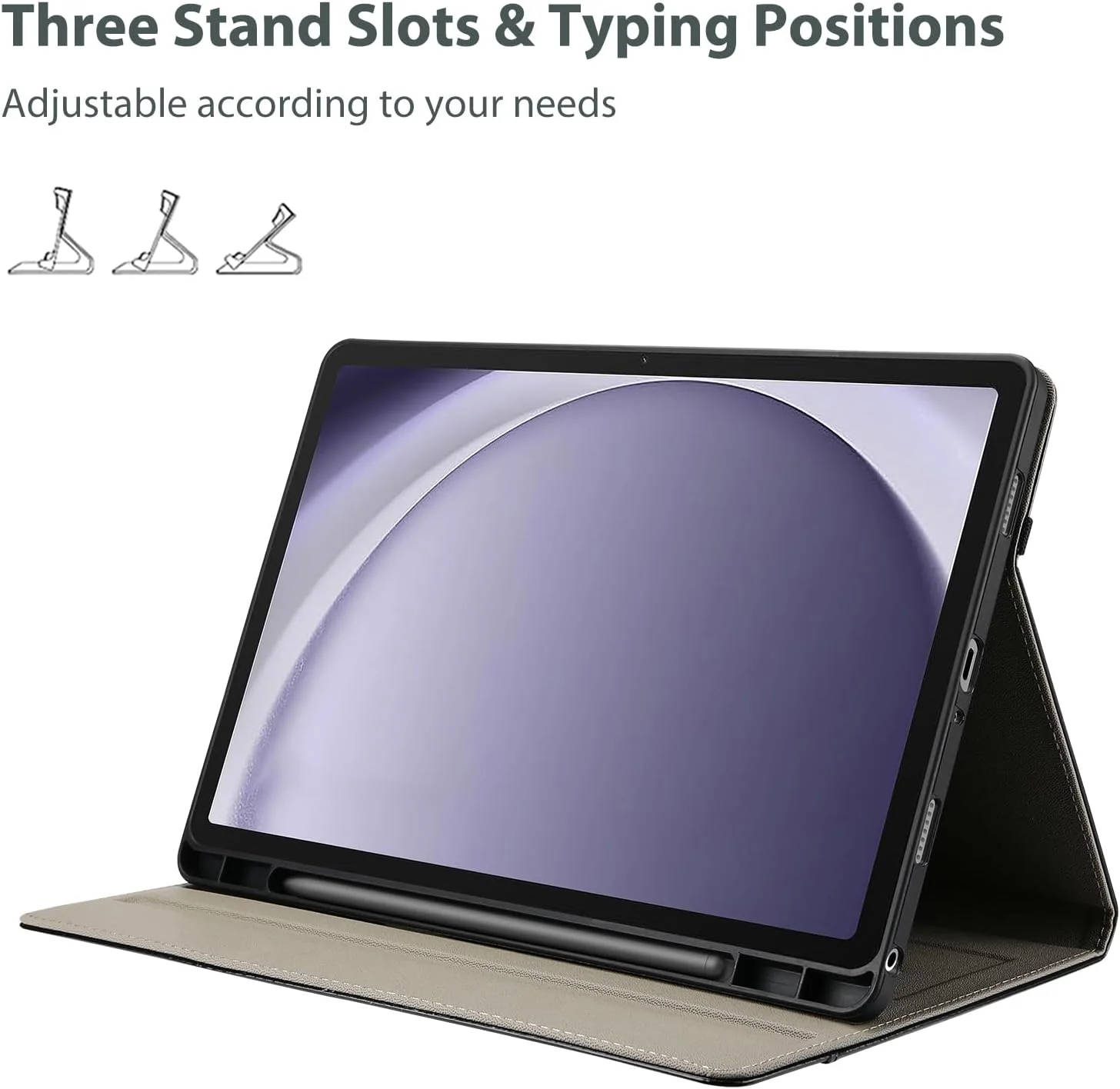 پروکیس برای تبلت گلکسی تب A9 پلاس 11 اینچی (مدل SM-X210 X215 X216B)، کاور محافظ چرمی PU ممتاز، کیف فولیو استند با بند برای تبلت گلکسی تب A9+ 11 اینچی نسخه 2023 - مشکی