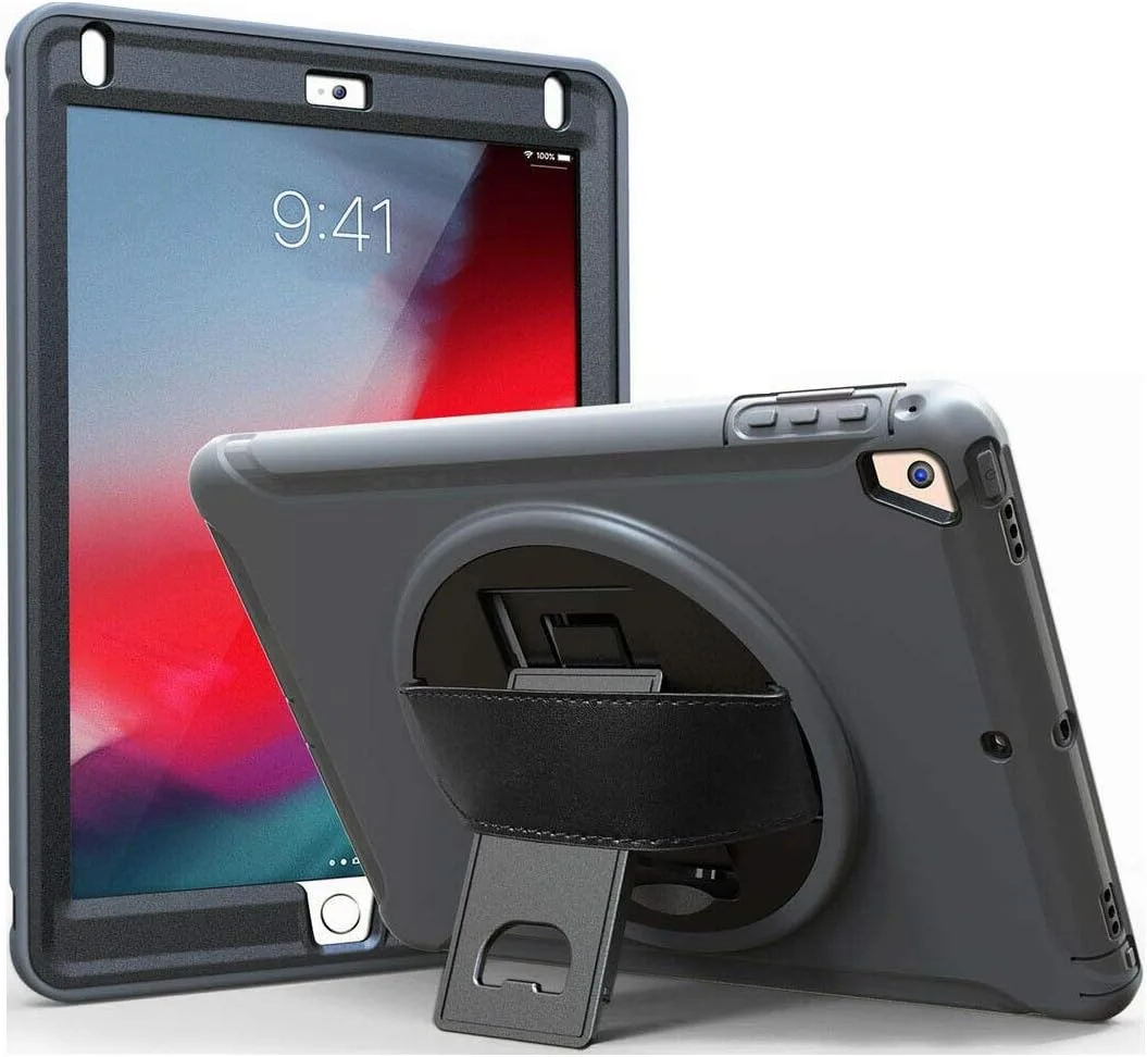 کاور مقاوم SwooK AWH برای آیپد 9.7 اینچی اپل مدل A1822 A1823 2017، ضد ضربه، کاور مقاوم در برابر ضربه، کاور مقاوم آیپد با پایه، کاور محافظ کامل بدنه برای کودکان، خاکستری.