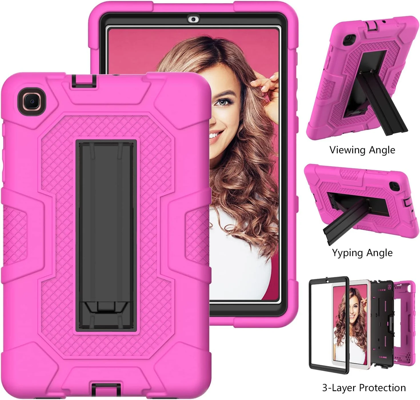 YEOU Samsung tab A 8.4 2020 T307 Case with Kickstand, Heavy Duty Shockproof Hard Hybrid Triple Layer Protective Soft Shell Apple Tablet Silicone Case (Rose + Black) YEOU Samsung tab A 8.4 2020 T307 Case with Kickstand, Heavy Duty Shockproof Hard Hybrid Triple Layer Protective Soft Shell Apple Tablet Silicone Case (Rose + Black)