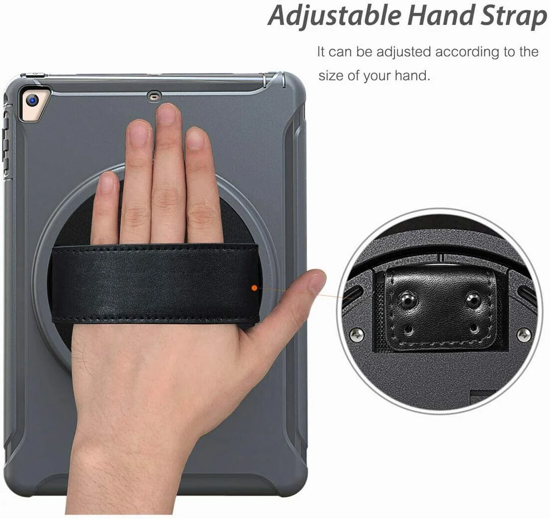 کاور مقاوم SwooK AWH برای آیپد 9.7 اینچی اپل مدل A1822 A1823 2017، ضد ضربه، کاور مقاوم در برابر ضربه، کاور مقاوم آیپد با پایه، کاور محافظ کامل بدنه برای کودکان، خاکستری.