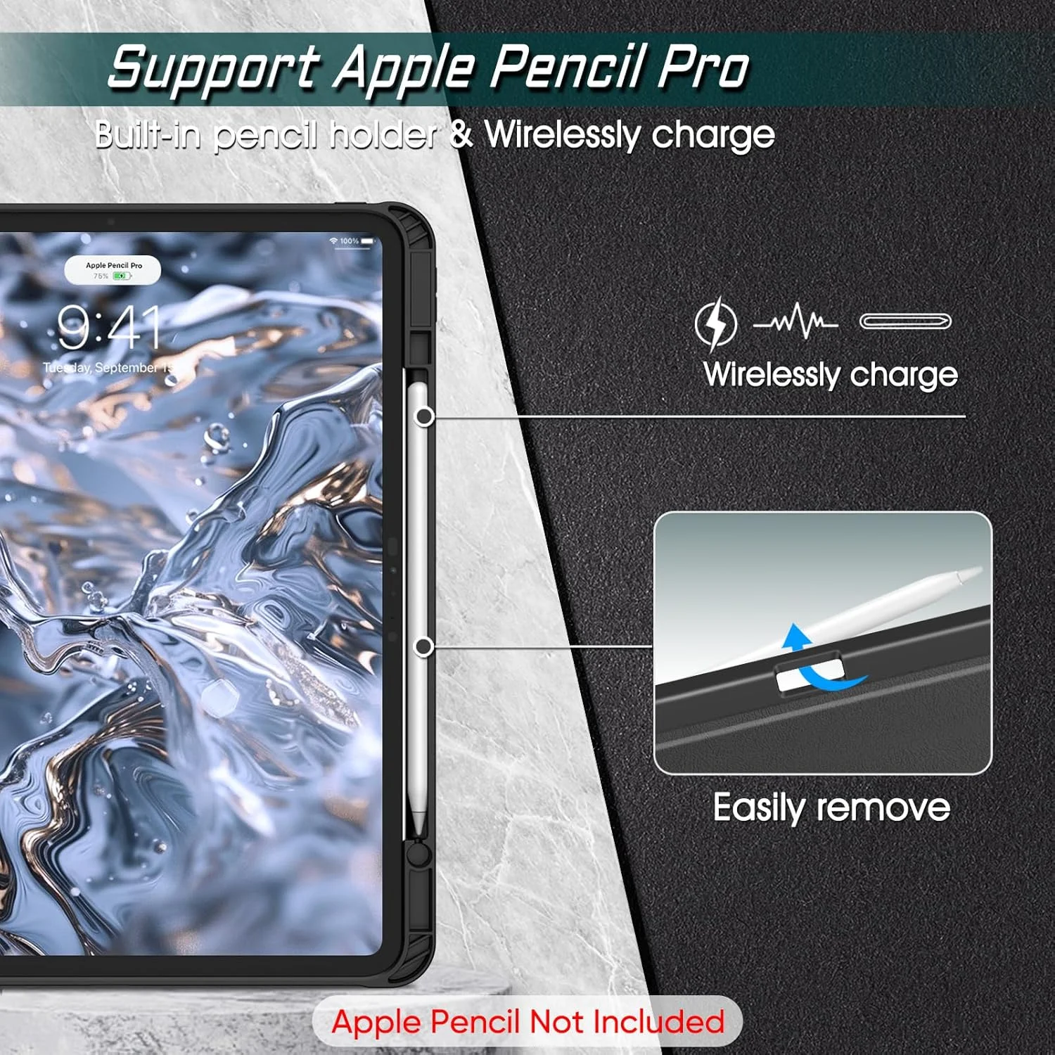 کاور محافظ FINTIE سازگار با آیپد پرو ۱۳ اینچ (M4) 2024 - [پایه مغناطیسی] چند زاویه ای، ضد ضربه، مقاوم، TPU نرم با جای قلم، حالت خواب/بیدار