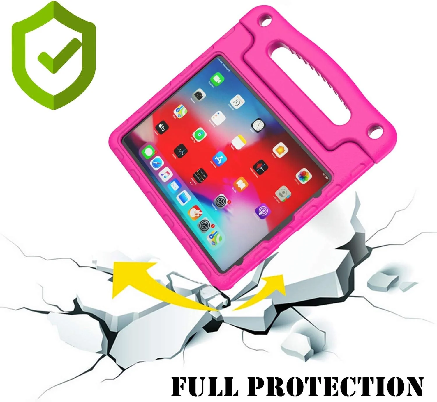 کیف محافظ کودکانه A ADENK مناسب برای آیپد ایر 4 10.9 اینچی (نسل 2020) / آیپد پرو 11 اینچی (مدل 2020 و 2018) - کیف محافظ سبک و ضد ضربه با دسته تاشو و پایه نگهدارنده (رنگ رز)