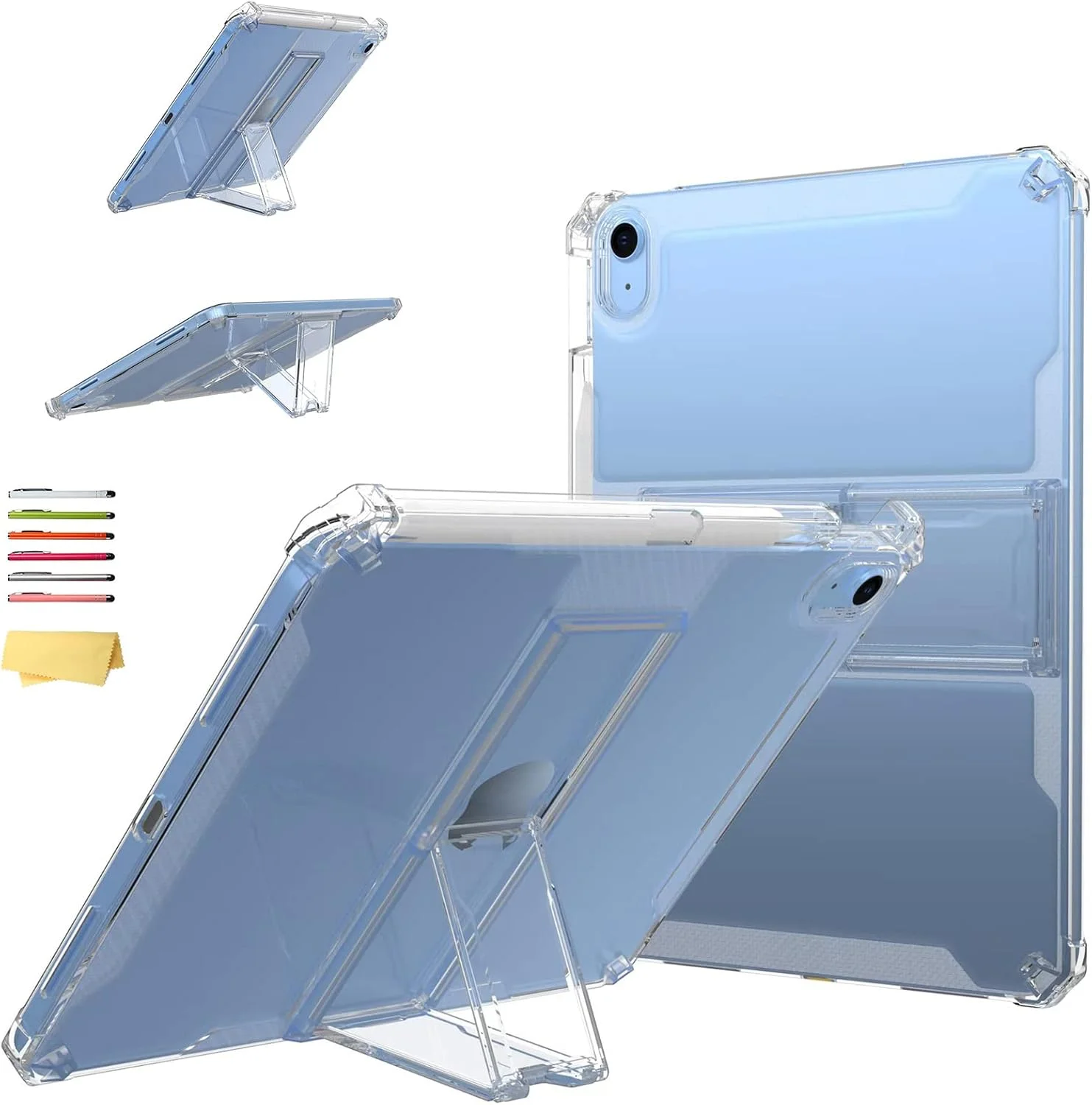کاور شفاف UUcovers برای آیپد 9.7 اینچ 2018/2017، کاور نسل ششم/پنجم آیپد با جای قلم و پایه نگهدارنده، ضد لغزش، پشت TPU نرم، ضد ضربه [محافظت از گوشه]، پوسته شفاف فوق العاده نازک، شفاف