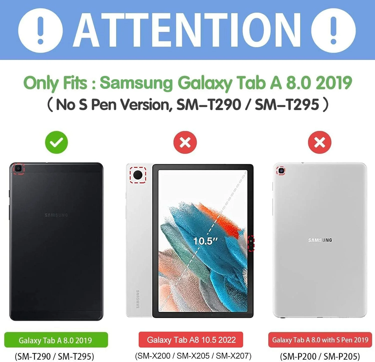 کاور باریک و سبک ProCase Galaxy Tab A 8.0 2019 مدل T290 T295، کاور سه تایی تاشو با بدنه سخت برای Galaxy Tab A 8.0 اینچی 2019 بدون قلم S، مدل SM-T290 (Wi-Fi) SM-T295 (LTE) - مشکی