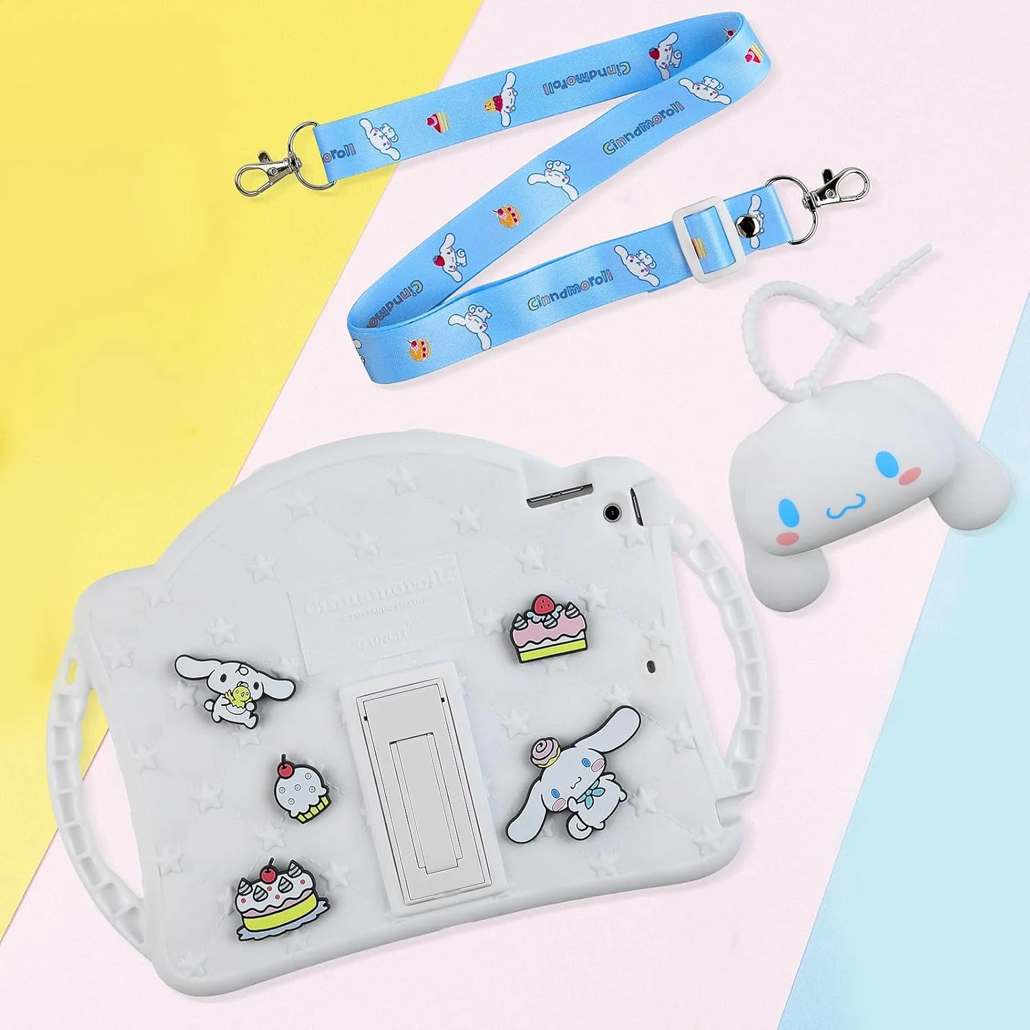 کیف محافظ آیپد نسل 9، 8 و 7 Carechoi، کیف آیپد 10.2 اینچی با کیف پول کوچک، بند شانه و دسته، کاور سیلیکونی کارتونی تبلت مناسب کودکان و دختران برای آیپد نسل 9/8/7 10.2 اینچی 2021 2020 2019 - (سفید)