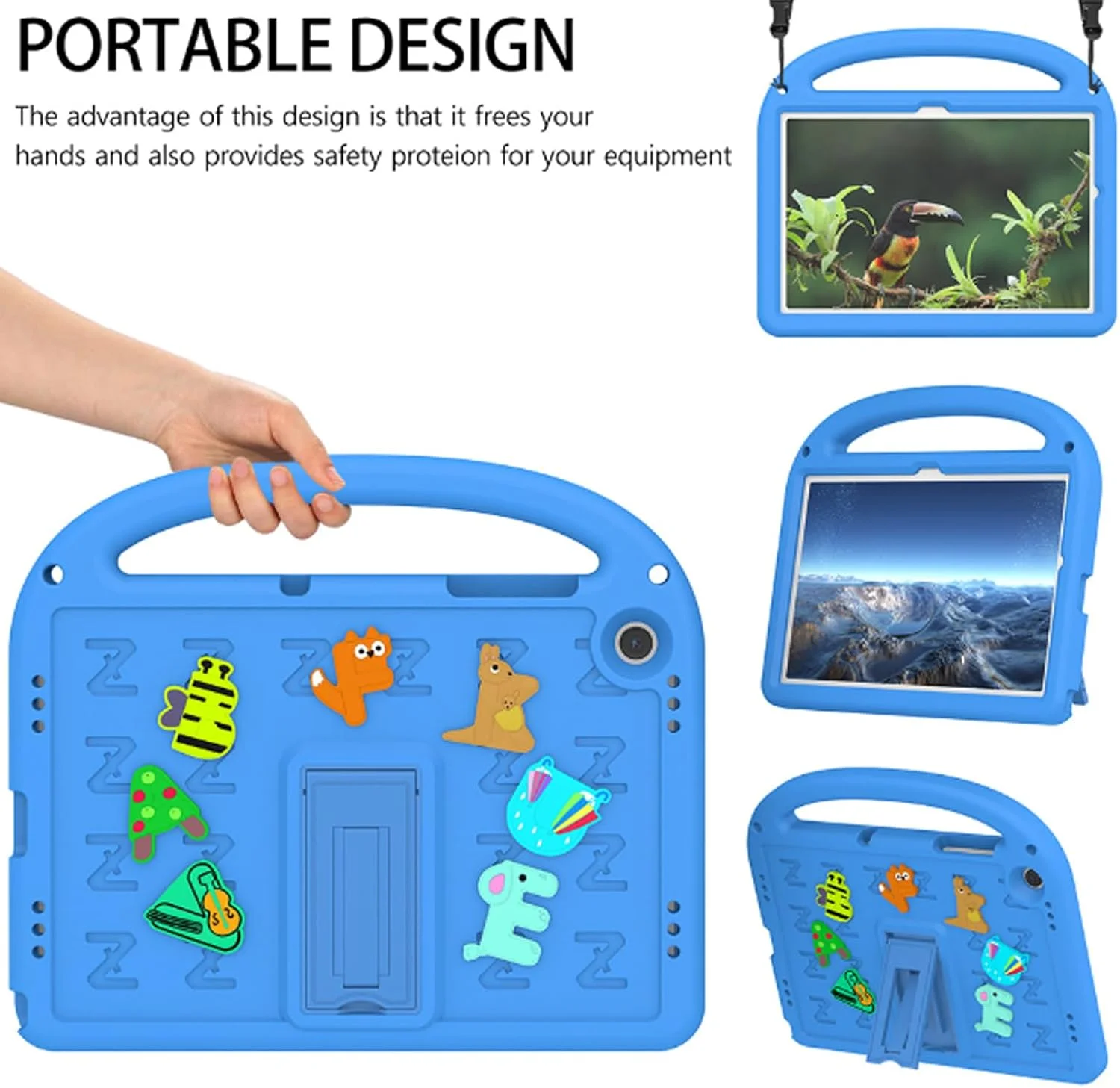 کیف محافظ کودکانه Tujibeay مناسب برای تبلت سامسونگ گلکسی تب A9 پلاس 2023 11 اینچی، سبک وزن، ضد ضربه EVA با دسته (آبی)