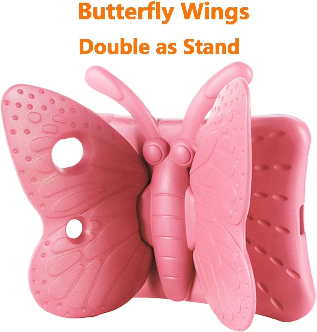 کیف محافظ تبلت ضد ضربه کودکانه نکست استور سازگار با تب A7 Lite (SM-T220/ SM-T225/ SM-T227) مدل پروانه ای با پایه (صورتی روشن)