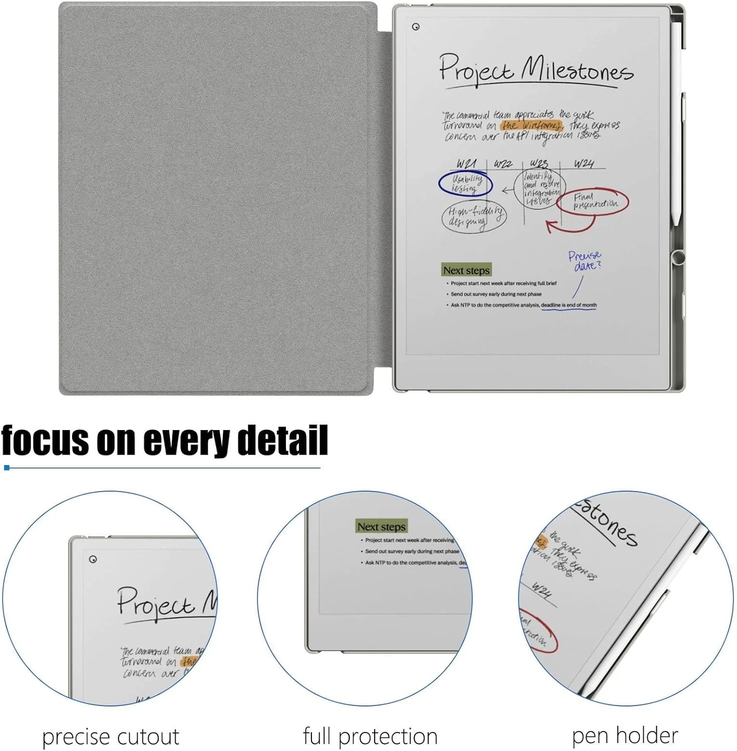 کاور Vurtboly برای تبلت Remarkable Paper Pro 11.8 اینچی 2024 به همراه جای قلم، کاور محافظ سبک وزن با پشت سخت، کاور هوشمند تبلت با قابلیت خواب/بیدار شدن خودکار برای Remarkable Paper Pro 11.8 اینچی 2024