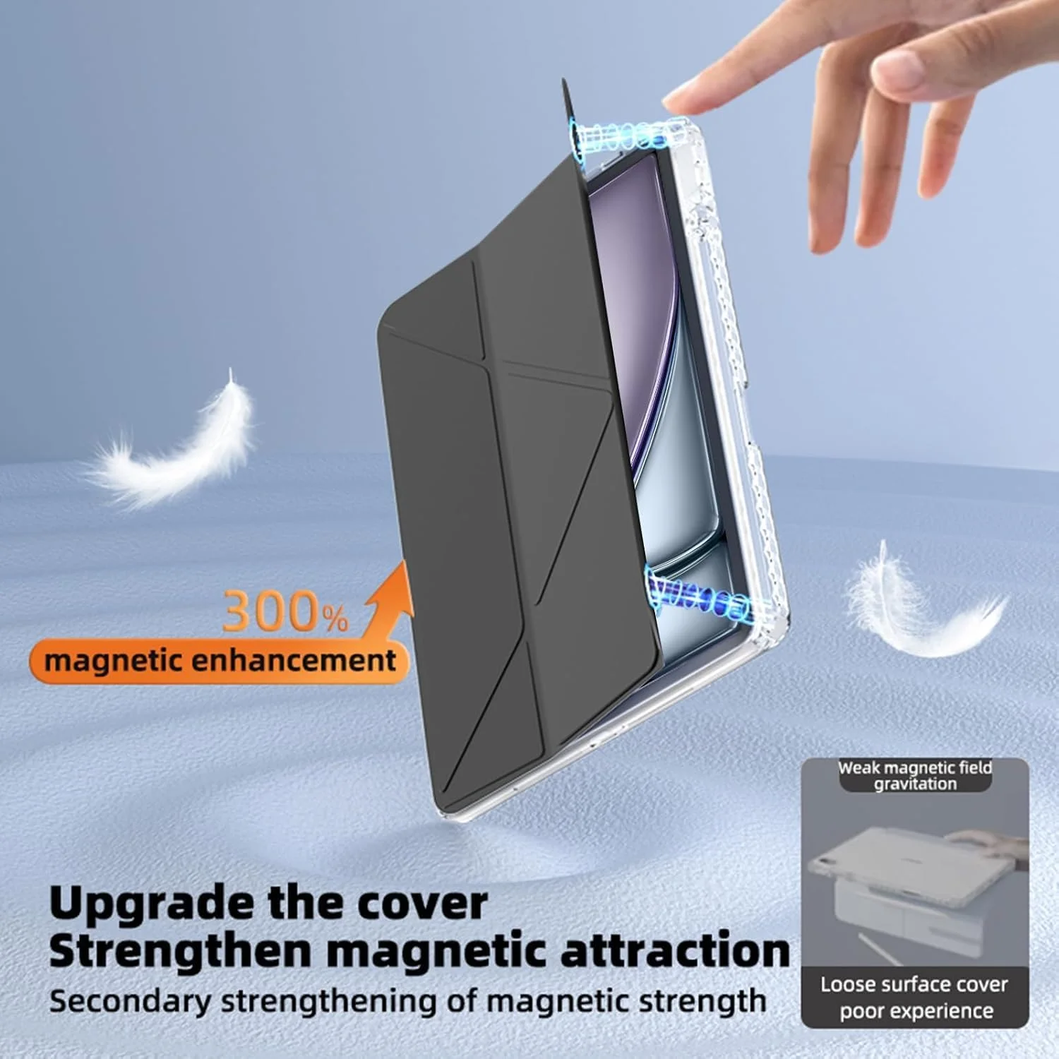 کیف محافظ QIXUZENI سازگار با آیپد (A16) نسل 11 اینچی 11 اینچ 2025 / آیپد نسل 10 اینچی 10.9 اینچ 2022، کاور هوشمند محافظ پشتی سخت و باریک (مشکی)