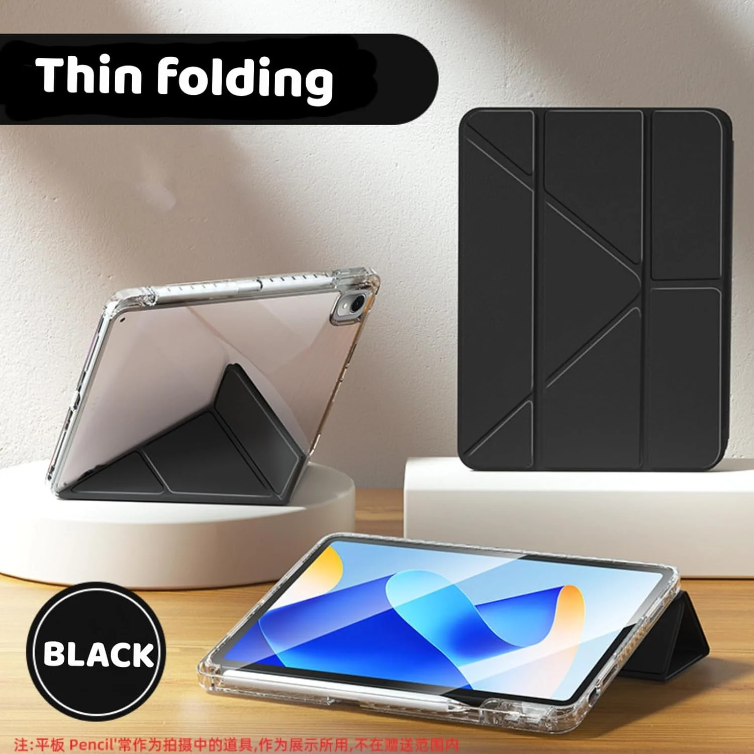 کیف محافظ QIXUZENI سازگار با آیپد (A16) نسل 11 اینچی 11 اینچ 2025 / آیپد نسل 10 اینچی 10.9 اینچ 2022، کاور هوشمند محافظ پشتی سخت و باریک (مشکی)