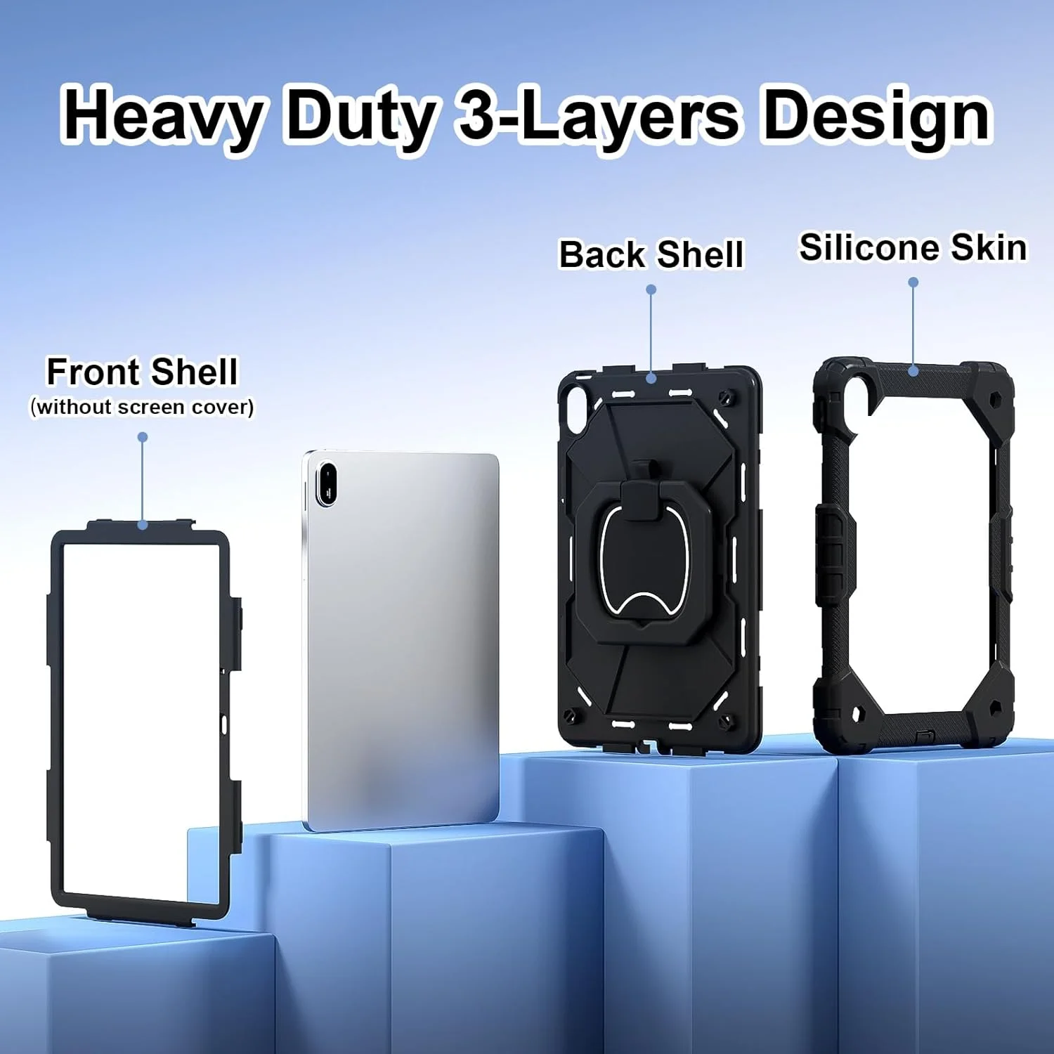 کاور تبلت هوشمند ضد ضربه Gruattreay مناسب برای Huawei MatePad SE 11 اینچ (2024)، کاور محافظ کودکانه با دسته چرخشی 360 درجه، بند و جای قلم (صورتی)