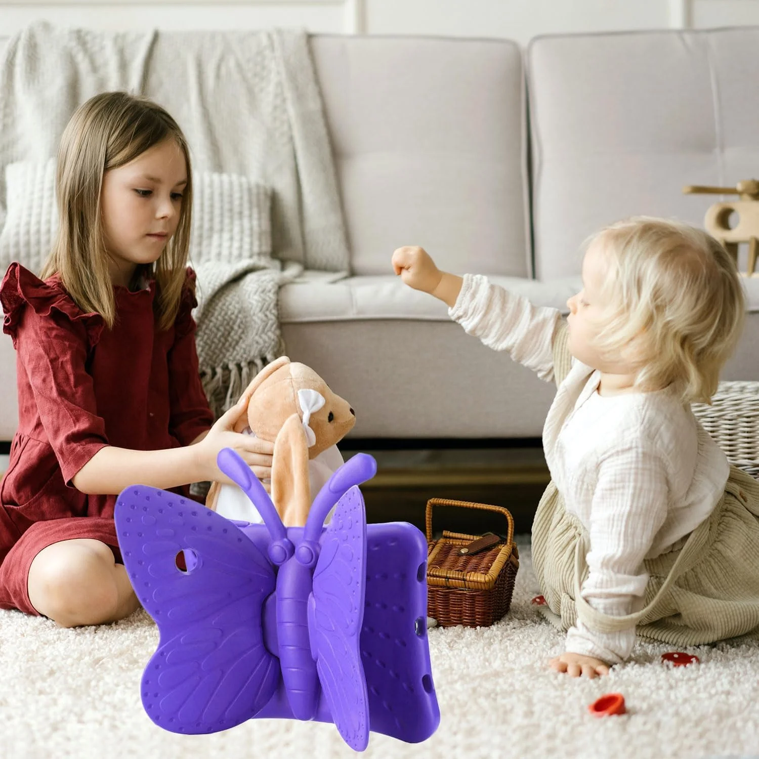 کیف آیپد نسل ششم ELTERAZONE برای کودکان، کیف آیپد 9.7 اینچی، کاور محافظ تبلت فوم سبک وزن و ضد ضربه با پایه برای Apple iPad Air/Air 2 iPad 9.7 2017/2018 - طرح پروانه زیبا (بنفش) کیف آیپد نسل ششم ELTERAZONE برای کودکان، کیف آیپد 9.7 اینچی، کاور محافظ تبلت فوم سبک وزن و ضد ضربه با پایه برای Apple iPad Air/Air 2 iPad 9.7 2017/2018 - طرح پروانه زیبا (بنفش)