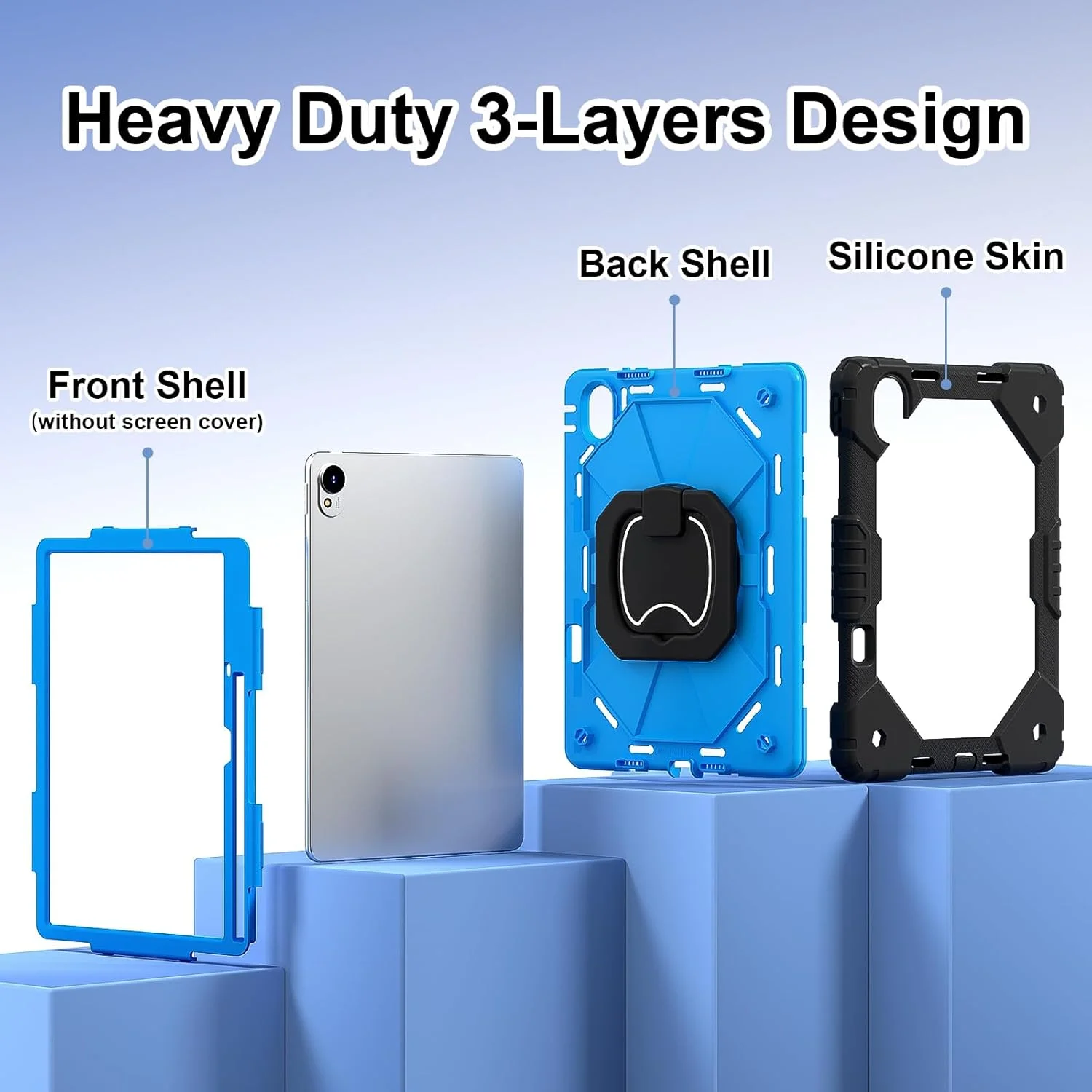 کیف محافظ کودکانه Gruattreay سازگار با Huawei MatePad 11.5'' S 2024، کیف مقاوم و بادوام با بند شانه، پایه نگهدارنده، جای قلم برای MatePad 11.5 S (مشکی)