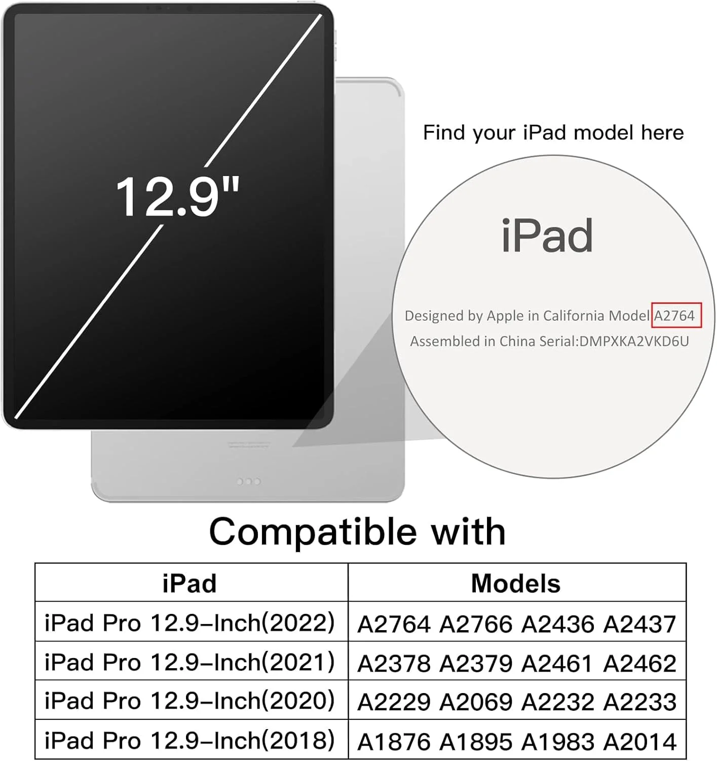 کاور تبلت آیپد پرو 12.9 اینچ JETech (مدل 2022/2021/2020/2018) با جای قلم، قاب پشتی شفاف، استند باریک ضد ضربه، قابلیت بیدار/خواب خودکار (خاکستری فضایی)