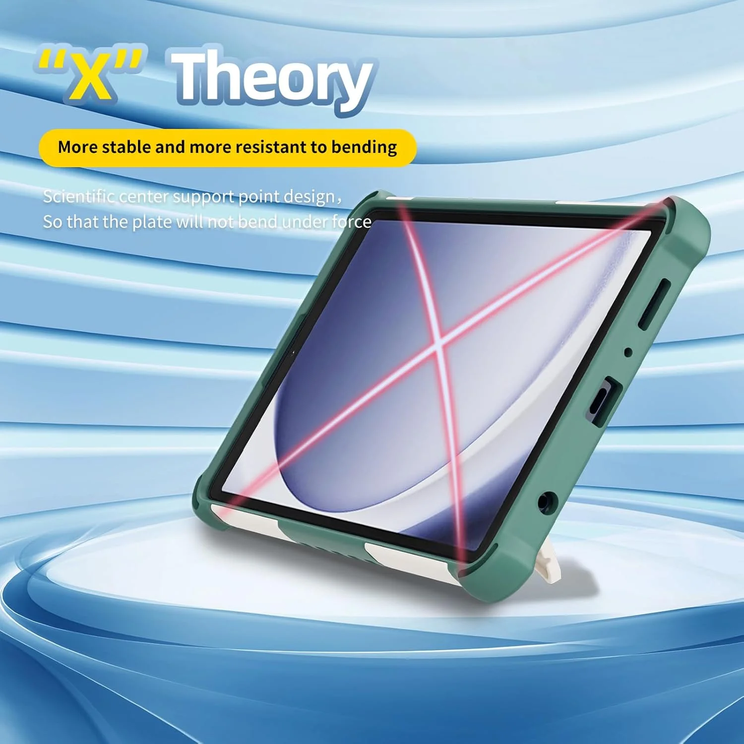 کیف تبلت Arsey برای سامسونگ گلکسی تب A9 سایز 8.7 اینچ 2023 با جای قلم، پایه چرخان 360 درجه و بند شانه، کاور ضد ضربه PC+TPU، طرح Type-A Mecha، سبز