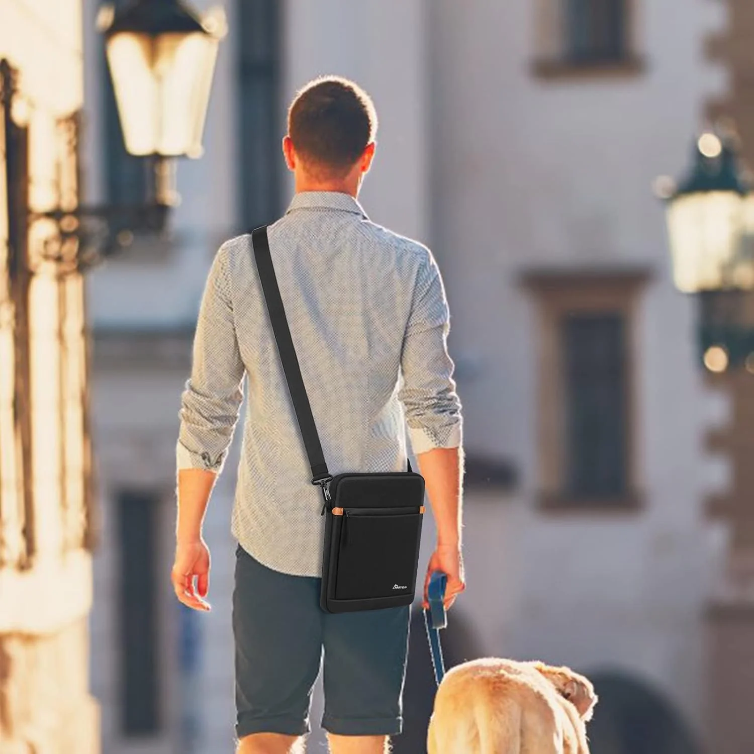 کیف شانه ای تبلت 12.9 اینچی SIMTOP با بند برای آیپد پرو 2018-2020 نسل 3 با قلم اپل، مجیک کیبورد و اسمارت کیبورد فولیو، سرفیس پرو X/7/6/5/4، جیب لوازم جانبی جلویی ضد آب