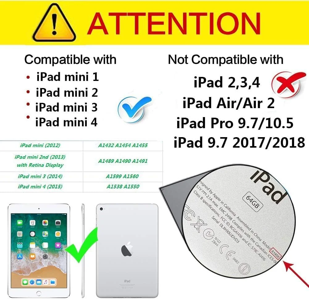 کاور آیپد مینی کودکانه SmartGrist طرح پروانه با قابلیت تبدیل شدن به استند، سبک و مقاوم، فوم EVA محافظ تبلت مناسب برای اپل آیپد مینی 1/2/3/4 - آبی