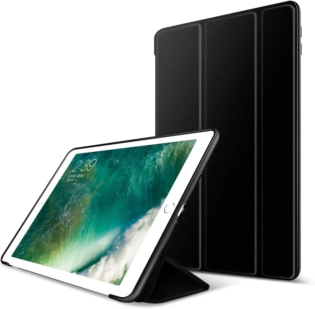 کاور هوشمند آیپد ایر 2 با عملکرد خواب/بیدار شدن خودکار مغناطیسی، چرم PU ضد ضربه، کاور تاشو سیلیکونی TPU نرم برای اپل آیپد ایر 2 - مشکی