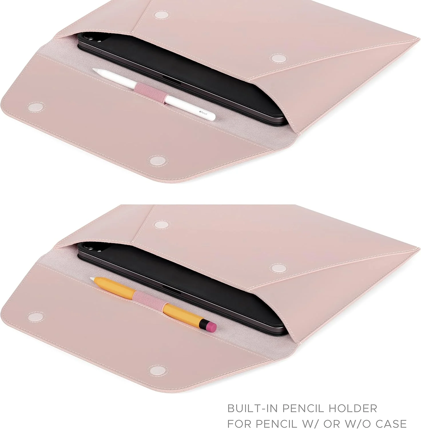 کیف تبلت Comfyable سازگار با آیپد ایر 11 اینچ M3 2025 و آیپد پرو 11 اینچ M4 2024، کیبورد هوشمند با نگهدارنده قلم، کیف پاکتی چرمی PVC، صورتی