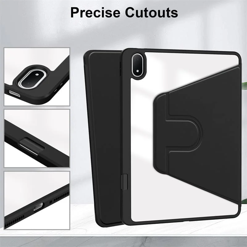 کیف محافظ تبلت SKEIDO مناسب برای OnePlus Pad 3/Pad 2 Pro 13.2 اینچ 2025 با جای قلم، چرخش 360 درجه، روکش چرمی PU + PC شفاف با قابلیت بیدار/خواب (مشکی)