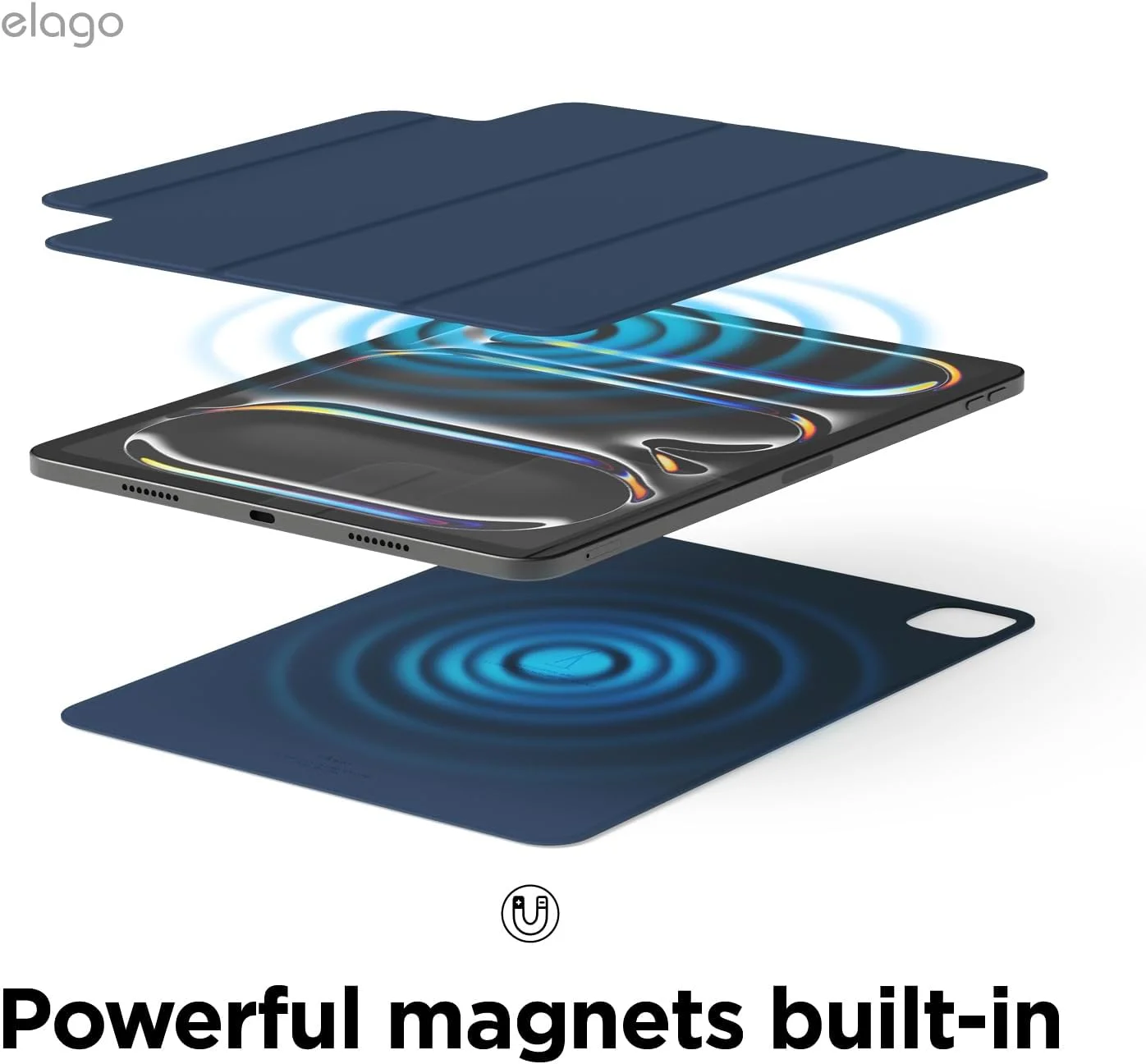 کیف تبلت الاگو Magnetic Folio مناسب برای آیپد پرو ۱۱ اینچ (۲۰۲۴) M4 - آبی با عملکرد خواب و بیدار شدن خودکار