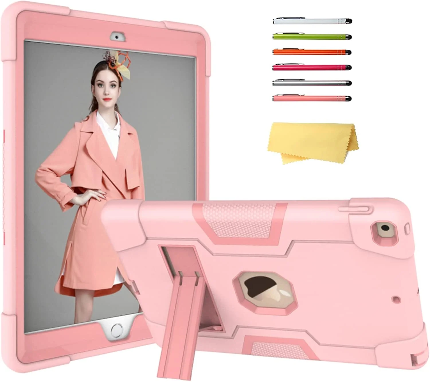 کیف هوشمند UUcovers برای تبلت Apple iPad 10.2 اینچی 2019 نسل هفتم، جلد چرمی PU سبک وزن با قابلیت تنظیم چند زاویه دید، کاور سه تایی با محفظه مداد [خواب/بیدار شدن خودکار] - صورتی