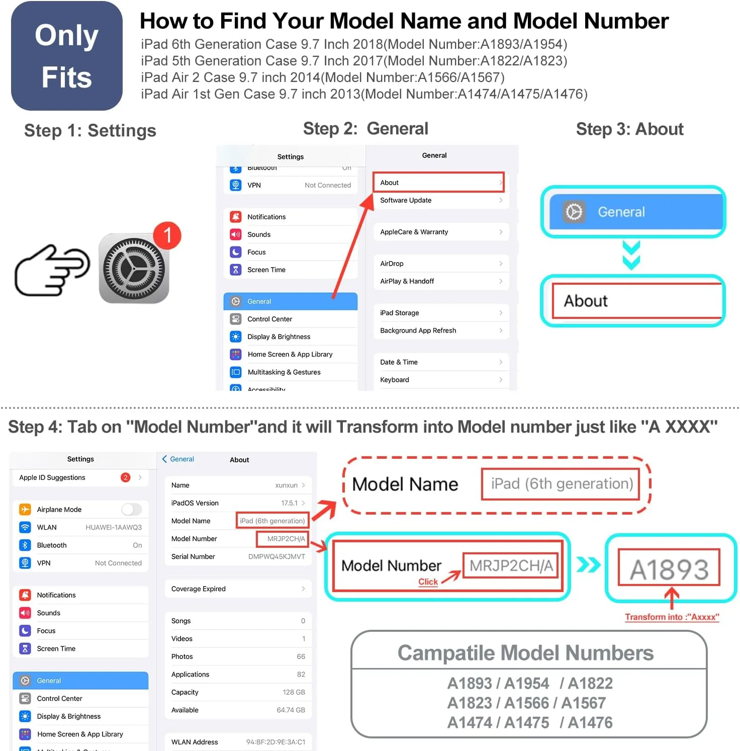 کاور محافظ تبلت ایموجینز آیپد ایر/ایر 2، کاور محافظ تبلت 9.7 اینچی برای اپل نسل 6/5، کاور هوشمند با استند چند زاویه قابل تنظیم و عملکرد بیدار/خواب خودکار (مرمری مشکی صورتی)