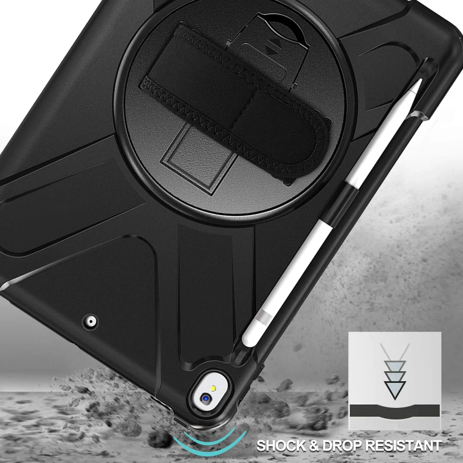 کیف محافظ ضد ضربه ProCase مناسب برای آیپد ایر 3 10.5 اینچ 2019 / آیپد پرو 10.5 اینچ 2017، کاور محافظتی مقاوم و سنگین با پایه چرخان برای آیپد ایر (نسل سوم) 10.5 اینچ 2019 / آیپد پرو 10.5 اینچ 2017 - مشکی