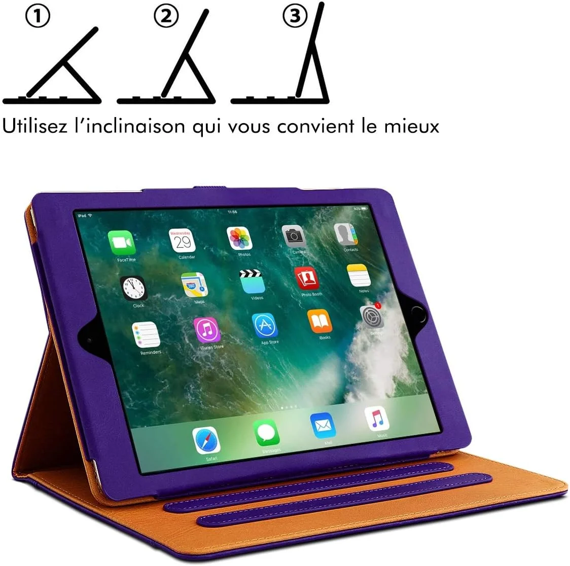 کیف تبلت آیپد نسل 8 اپل Karylax مدل 10.2 2020 با قابلیت 3 حالت ایستاده - بنفش