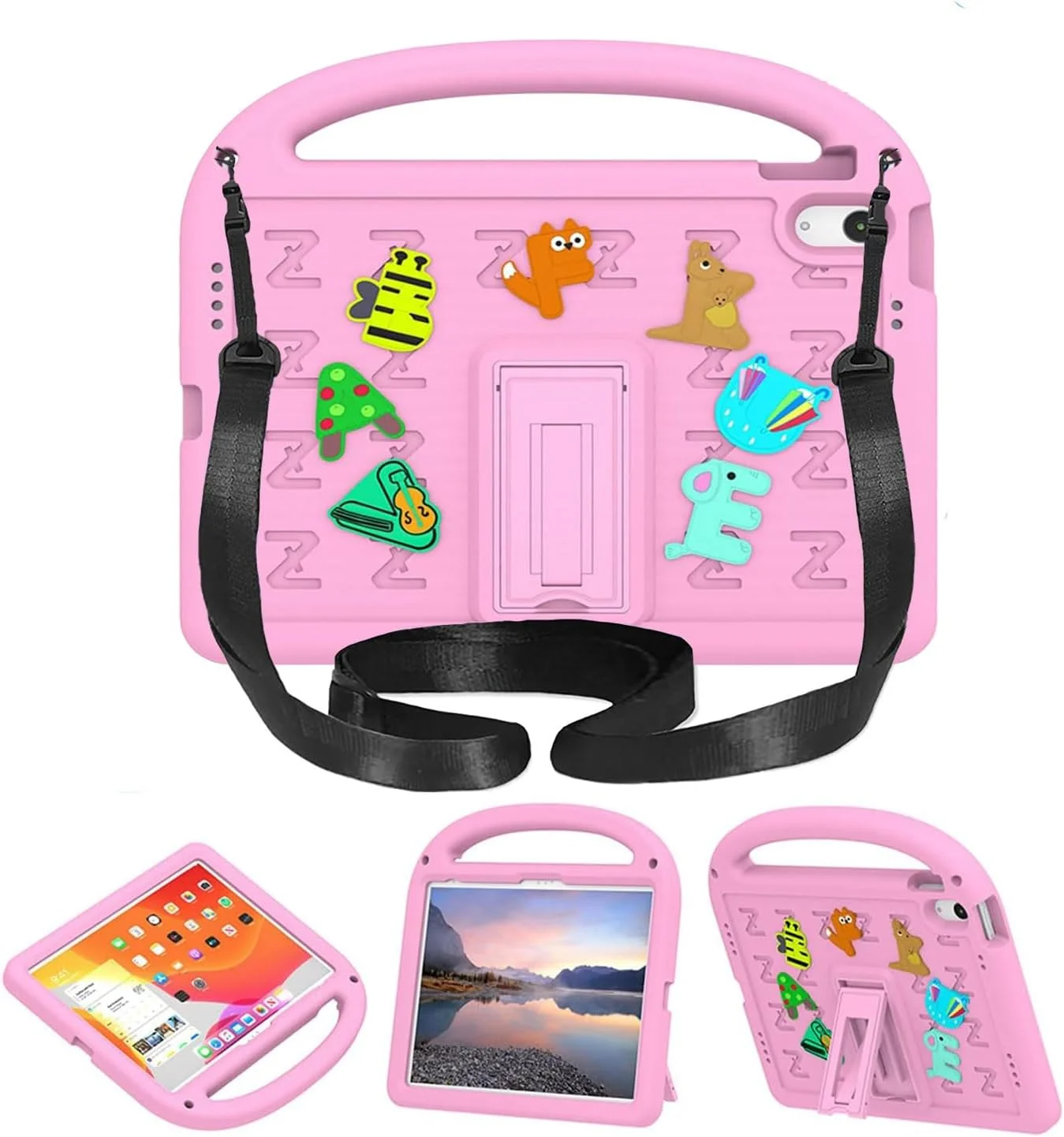 کیف محافظ کودکانه Tujibeay برای آیپد (A16) نسل 11 اینچی 2025 / آیپد نسل 10 اینچی 10.9 اینچی 2022، سبک وزن، ضد ضربه EVA، با دسته (صورتی)