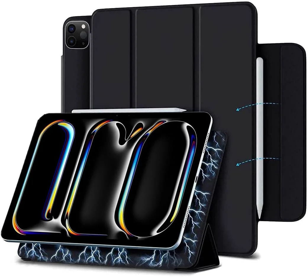 کاور ProElite برای آیپد پرو ۱۳ اینچ ۲۰۲۴ M4، کاور فولیو آیپد پرو ۱۳ ۲۰۲۴، اتصال مغناطیسی راحت، استند دو حالته، پشتیبانی کامل از قلم ۲، قابلیت بیدار شدن/به خواب رفتن خودکار، مشکی