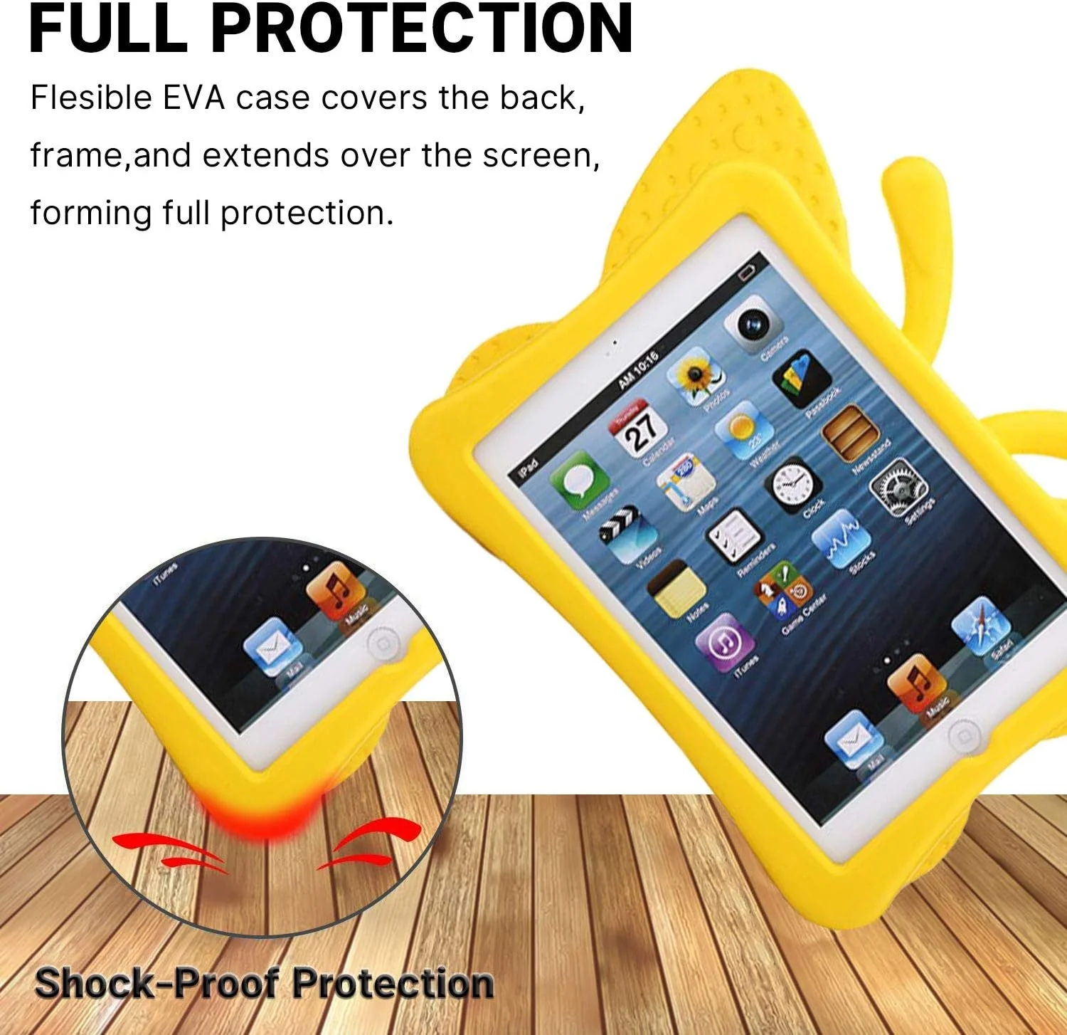 کیف آیپد مینی 4 3 2 طرح پروانه سه بعدی نارا، مناسب کودکان، سبک وزن، دارای استند EVA، ضد ضربه، مقاوم و بادوام، مناسب کودکان، برای آیپد مینی 4 3 2 (صورتی) (آیپد پرو 9.7/آیپد 9.7 2017 2018، زرد)