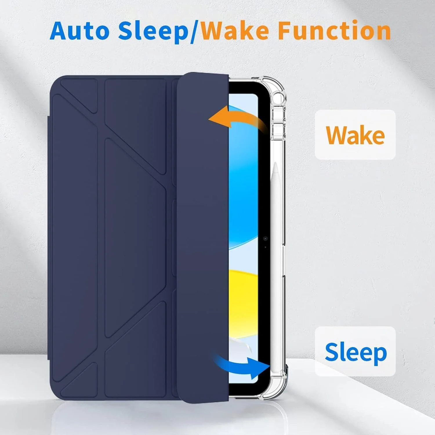 کاور آیپد ۱۱ اینچی نسل یازدهم ۲۰۲۵ – قاب پشتی شفاف TPU نرم با جای قلم – کاور استند باریک و سبک با قابلیت بیدار شدن/خواب خودکار – کاور آیپد نسل دهم ۲۰۲۲ باریک و سبک برای آیپد ۱۰.۹ اینچی A16 با پایه