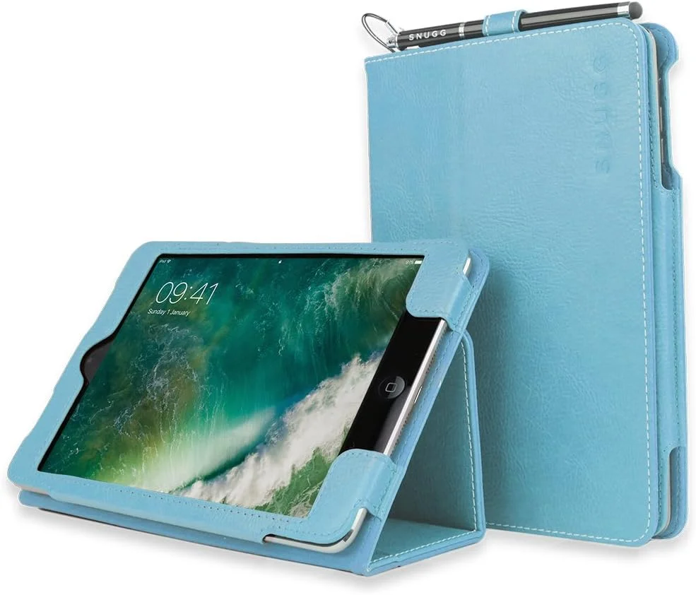 کاور چرمی آیپد ایر و آیپد 9.7 اینچی (مدل 2018/2017) اسناگ، آبی آسمانی، کاور هوشمند چرمی محافظ تاشو با قابلیت بیدار شدن/خواب خودکار