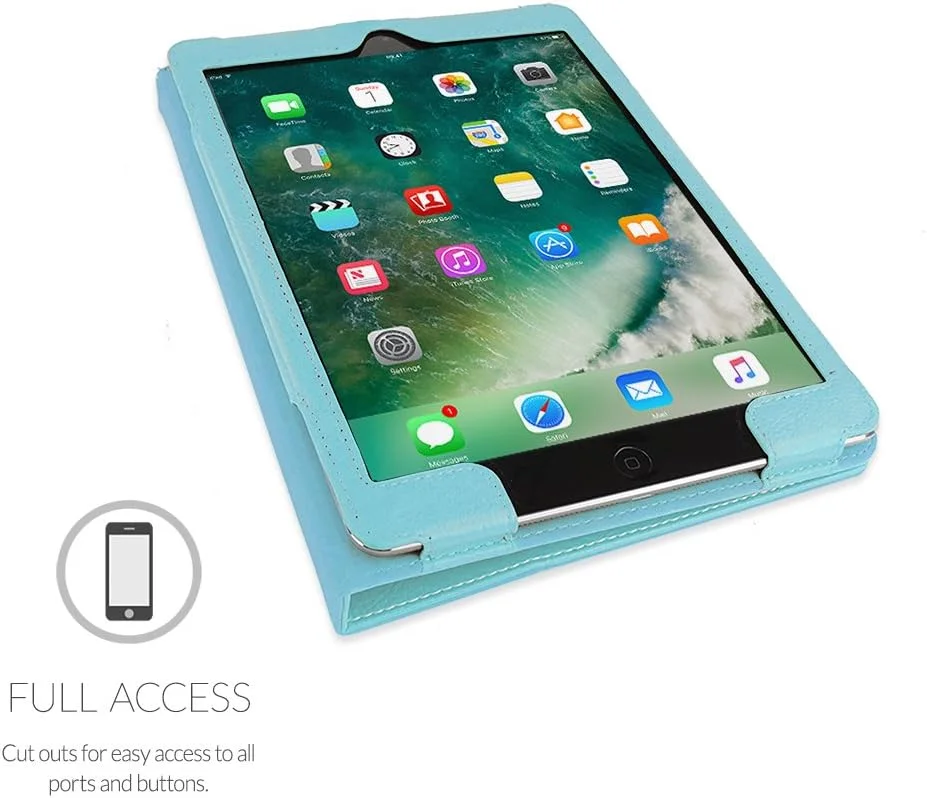 کاور چرمی آیپد ایر و آیپد 9.7 اینچی (مدل 2018/2017) اسناگ، آبی آسمانی، کاور هوشمند چرمی محافظ تاشو با قابلیت بیدار شدن/خواب خودکار