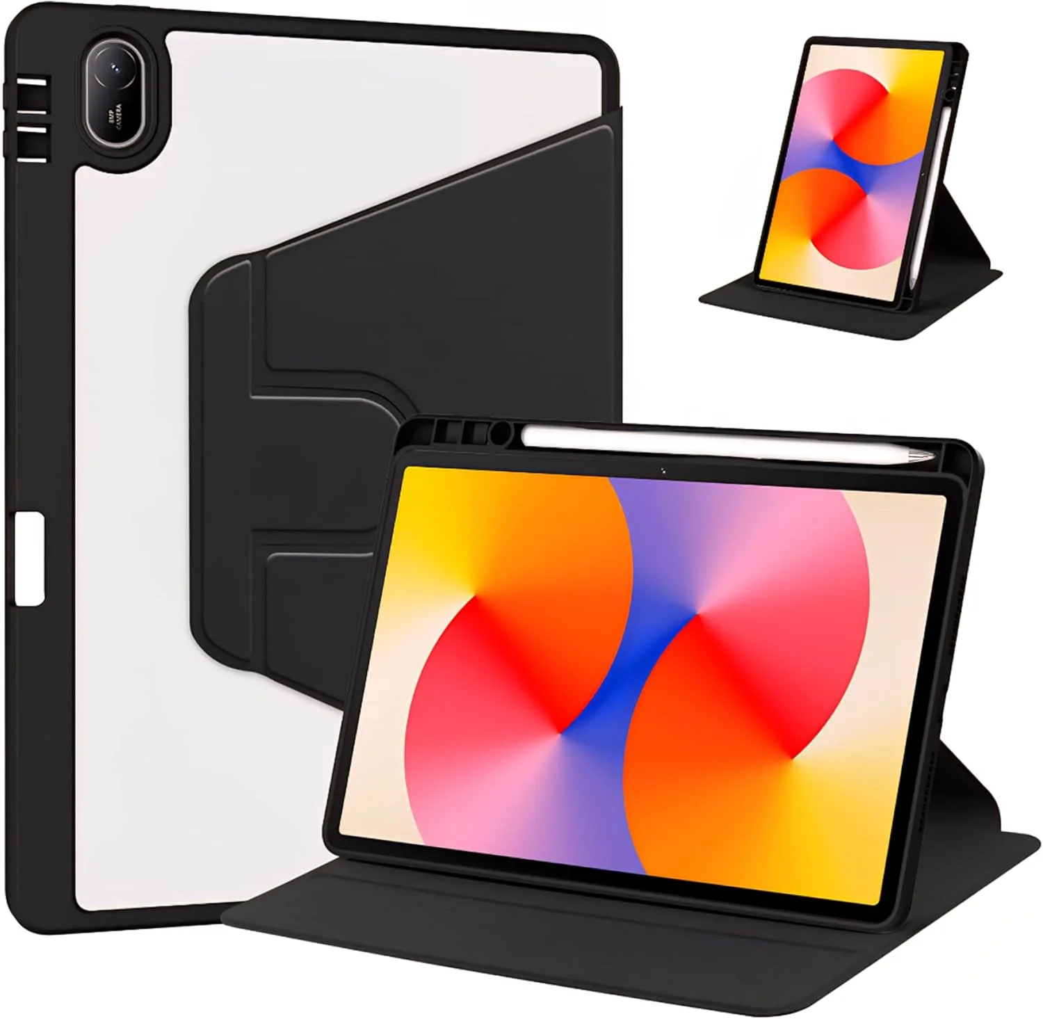 کیف هوشمند Huawei MatePad SE 11، سازگار با قاب Huawei MatePad SE 11، پایه چرخان 360 درجه، عملکرد خواب/بیدار شدن خودکار، مشکی