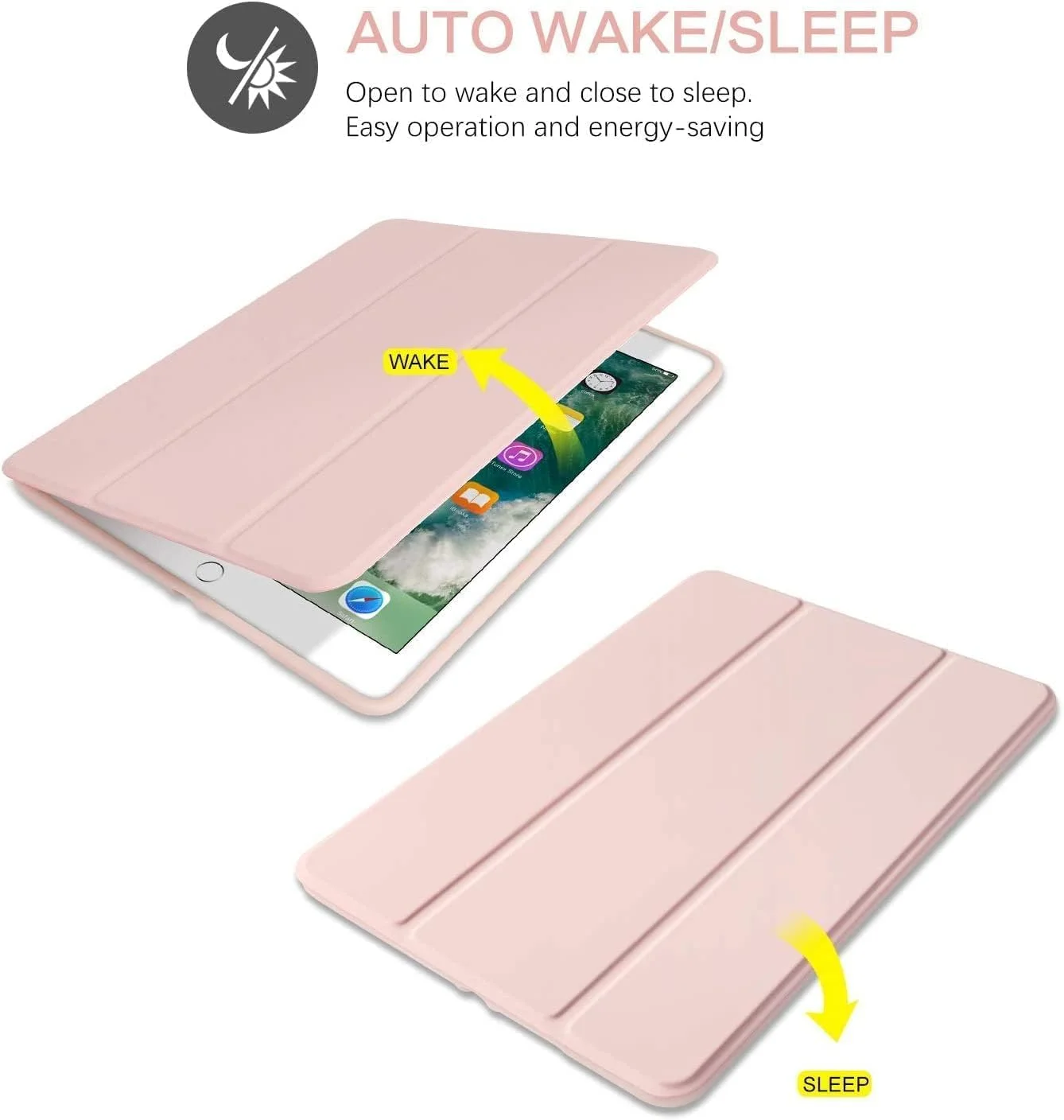 کیف آیپد نسل 6/5 ELTERAZONE با جای مداد، کیف تبلت محافظ تاشو فولیو ممتاز با قابلیت بیدار/خواب خودکار هوشمند (صورتی، 10.9)