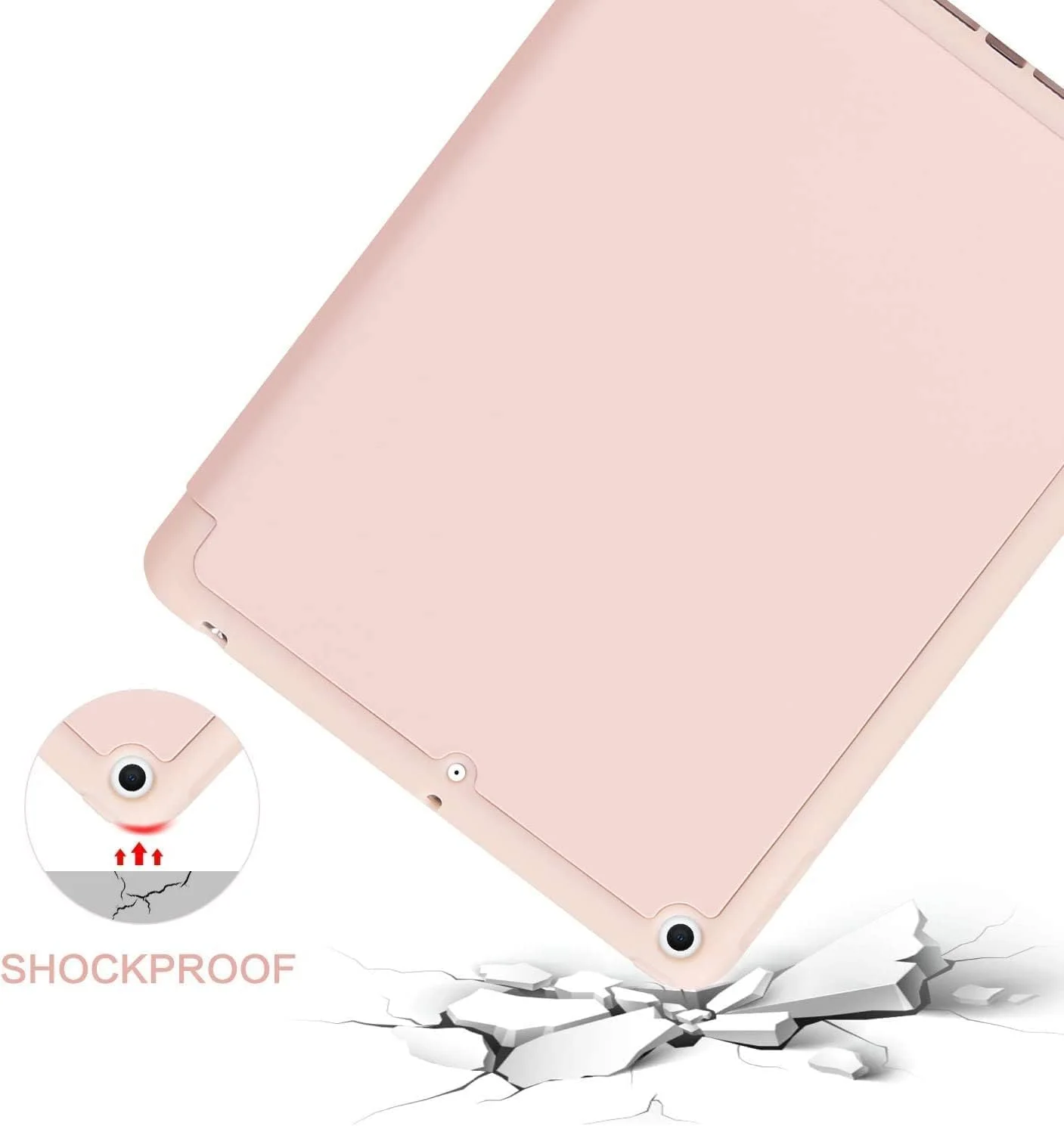 کیف آیپد نسل 6/5 ELTERAZONE با جای مداد، کیف تبلت محافظ تاشو فولیو ممتاز با قابلیت بیدار/خواب خودکار هوشمند (صورتی، 10.9)