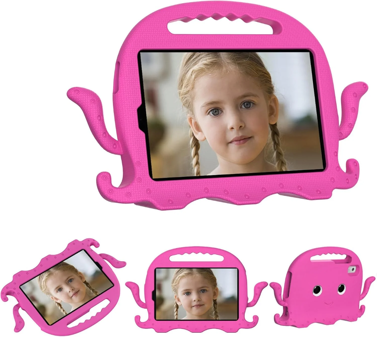 کیف محافظ کودکانه Tujibeay مناسب برای تبلت Lenovo Tab M9 9.0 اینچ 2023، سبک وزن، EVA ضد ضربه با دسته (قرمز گل رز)