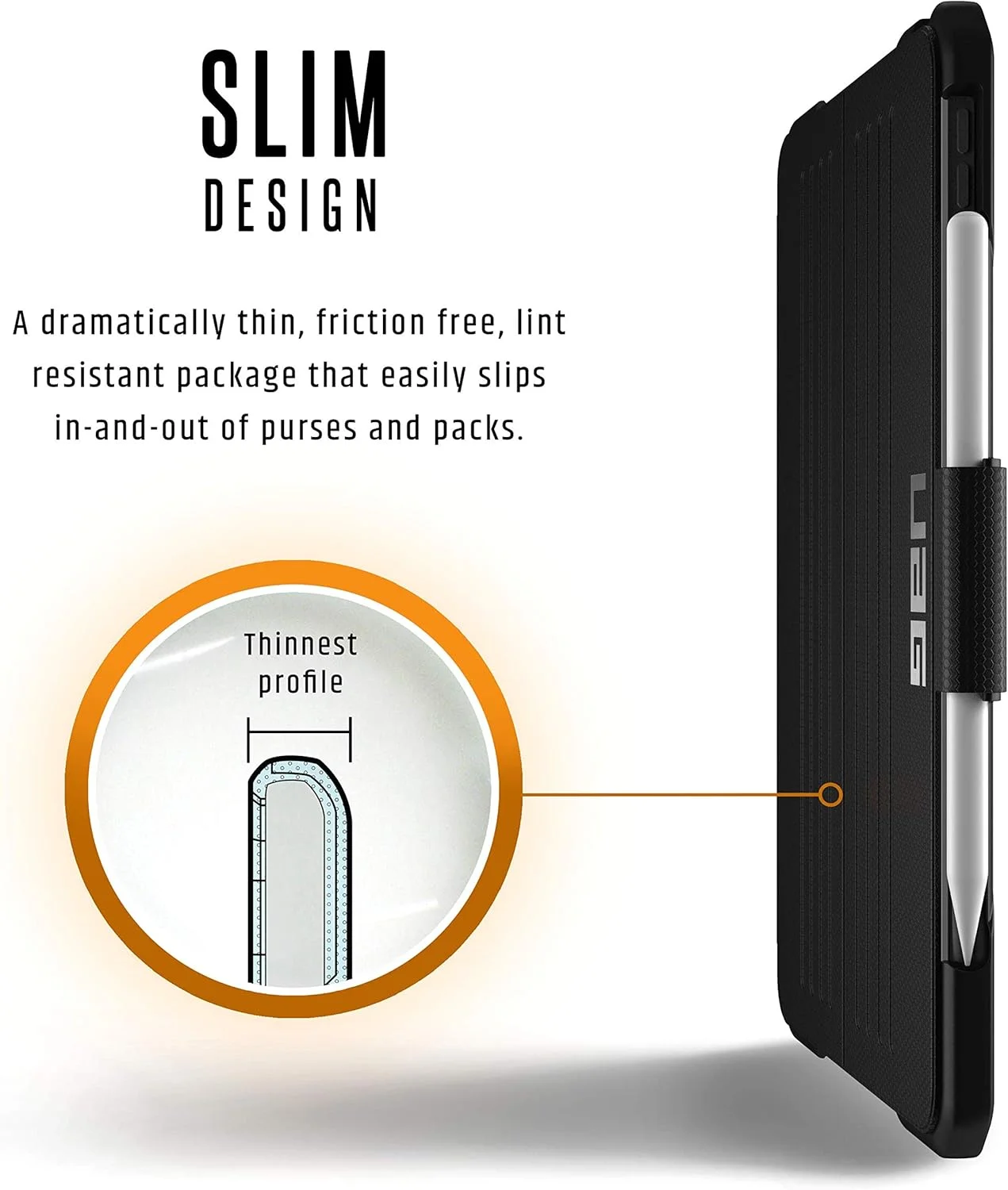 کیف تبلت اوربان آرمور گیر UAG Folio آیپد پرو 11 اینچ Metropolis Feather-Light Rugged [مشکی] با هولدر قلم اپل