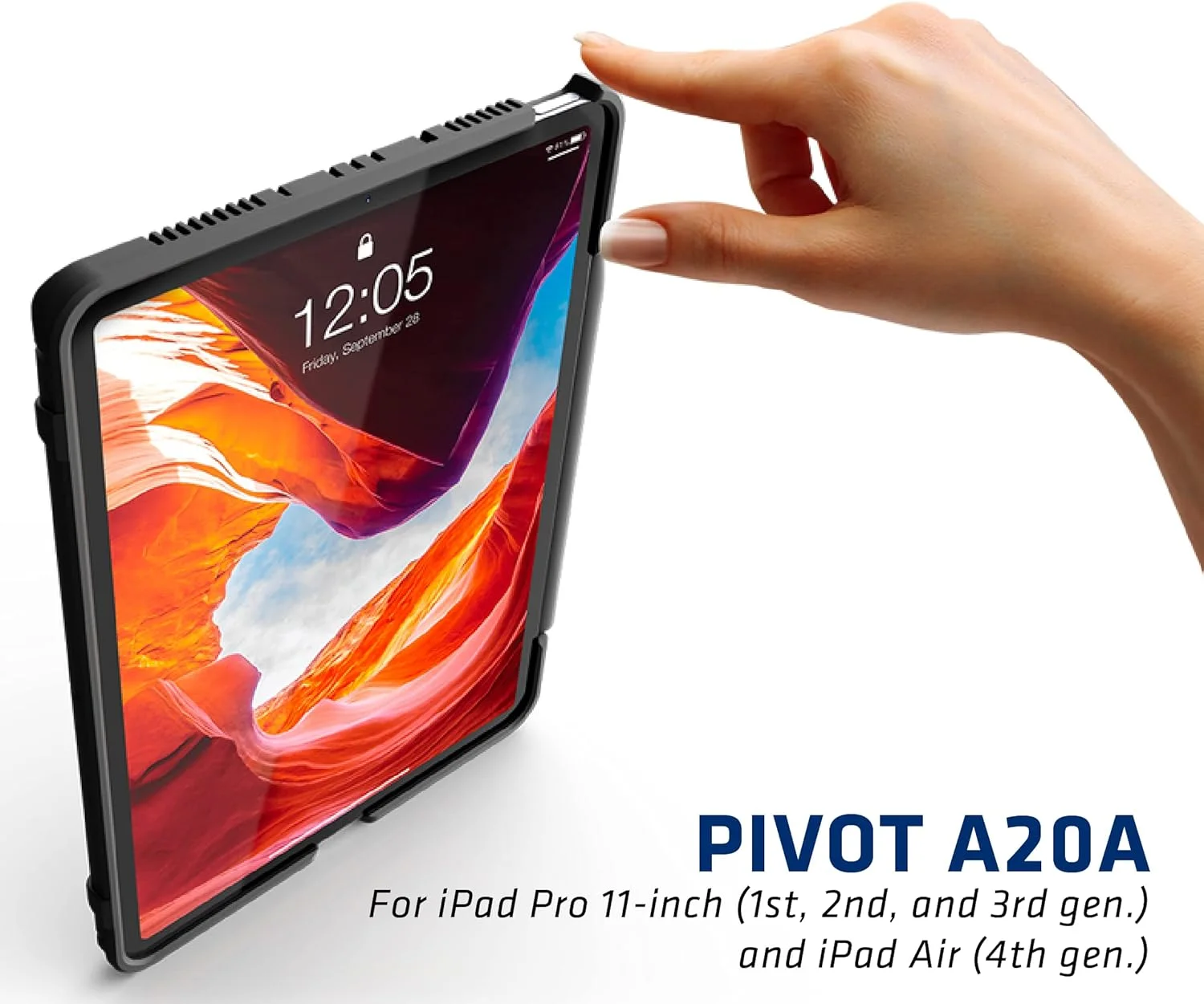 کیف تبلت مقاوم PIVOT A20A Atlas - مناسب برای iPad Air نسل 4 و iPad Pro 11 اینچ (نسل 1 تا 3) - محافظت 360 درجه - برای خلبانان حرفه ای، هوانوردی عمومی - مشکی/قرمز