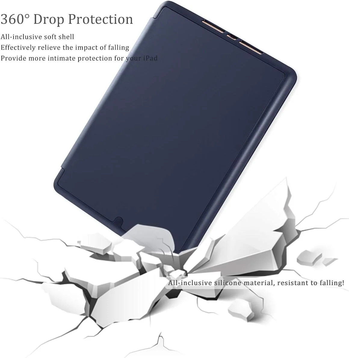 کاور هوشمند باریک SIWENGDE AWH مناسب برای آیپد نسل ششم/پنجم 9.7 اینچی، مدل 2018/2017 با جای مدادی داخلی، استند مغناطیسی سه تایی قوی و قابلیت خواب/بیدار شدن خودکار، مناسب برای آیپد 9.7 اینچی (آبی تیره)