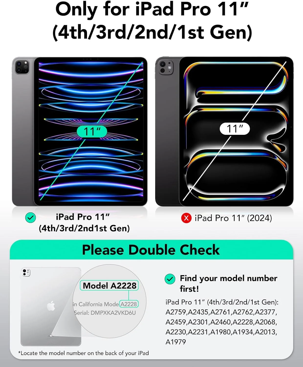 کاور آیپد پرو ۱۱ اینچ ESR (نسل چهارم/سوم/دوم/اول 2022/2021/2020/2018)، کاور مغناطیسی جداشدنی، استند قابل تنظیم عمودی/افقی با دید مرتفع نمایشگر، 9 زاویه ایستاده، مشکی