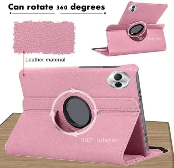 کیف چرمی 360 درجه چرخشی Vurtboly سازگار با تبلت Honor Pad 10 12.1 اینچ 2025، کیف محافظ چرمی PU با قابلیت تنظیم زاویه دید و ضد ضربه برای Honor Pad 10 12.1 اینچ 2025 (صورتی)