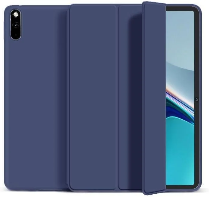 کاور باریک سه تایی ضد ضربه با پایه سیلیکونی نرم برای تبلت 11 اینچی هوآوی MatePad SE مدل 2024 (آبی نفتی)
